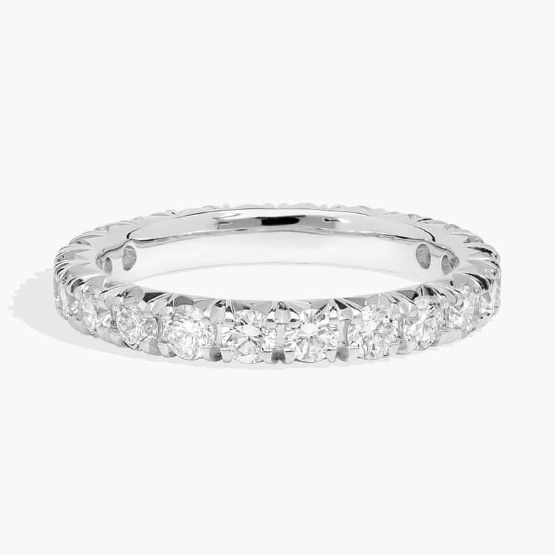 French Pavé Lab-Grown Diamond Eternity Ring In 14K White Gold (1 1/2 Ct. tw. - F-G / VS2-SI1)