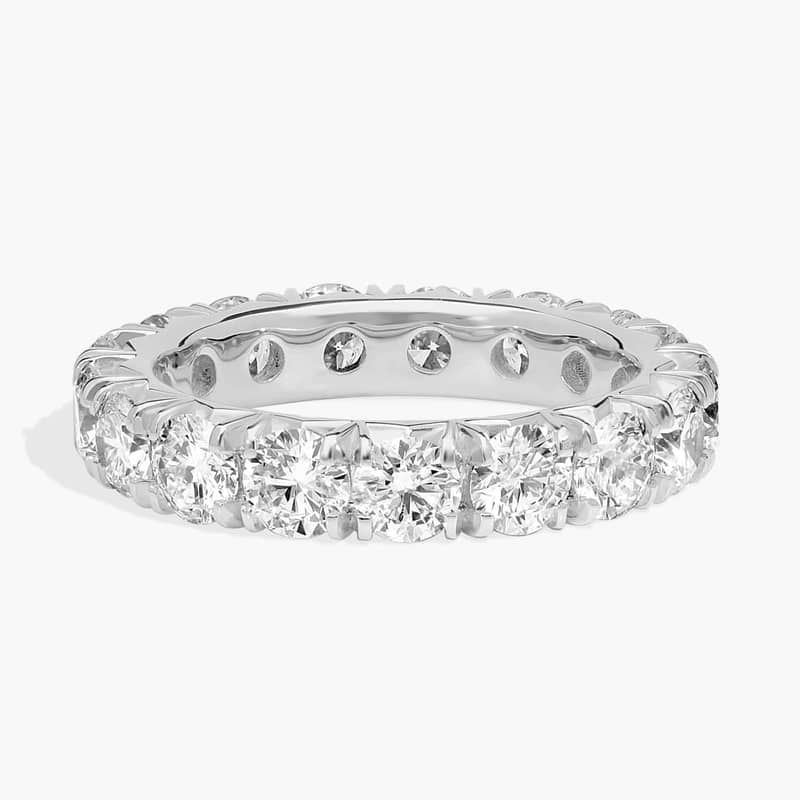 GIA Jewelry Report French Pavé Diamond Eternity Ring in Platinum (3 Ct. tw. - F/ VS2)