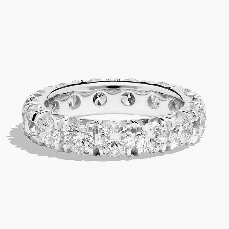 GIA Jewelry Report French Pavé Diamond Eternity Ring in Platinum (4 Ct. tw. - F/ VS2)