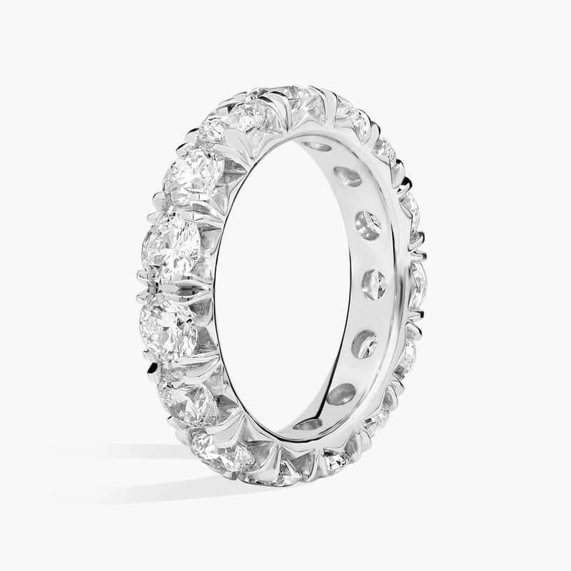 GIA Jewelry Report French Pavé Diamond Eternity Ring in Platinum (4 Ct. tw. - F/ VS2)