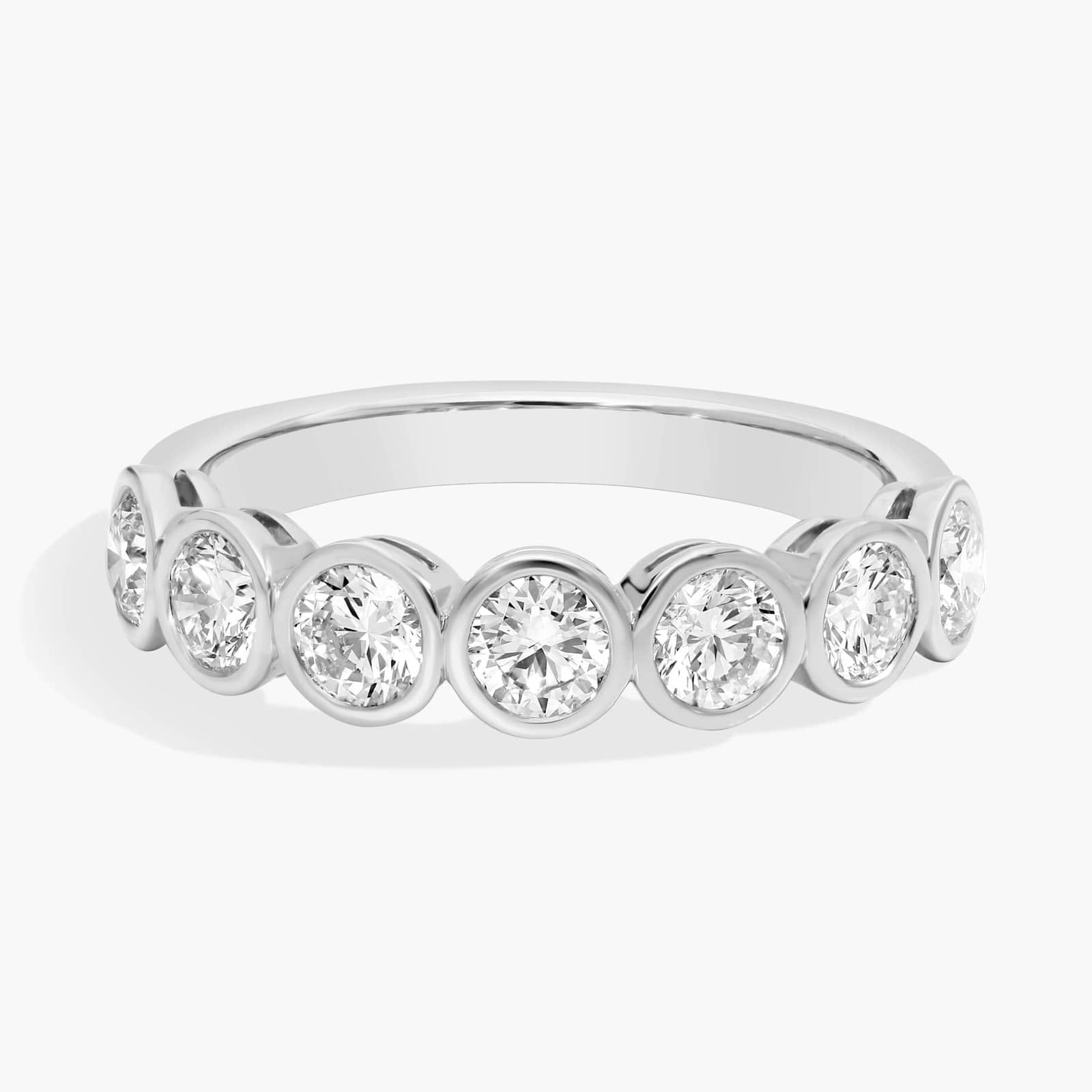 Seven Stone Bezel Anniversary Ring With 1 CTW Round Cut Diamonds in Platinum (4.4mm)