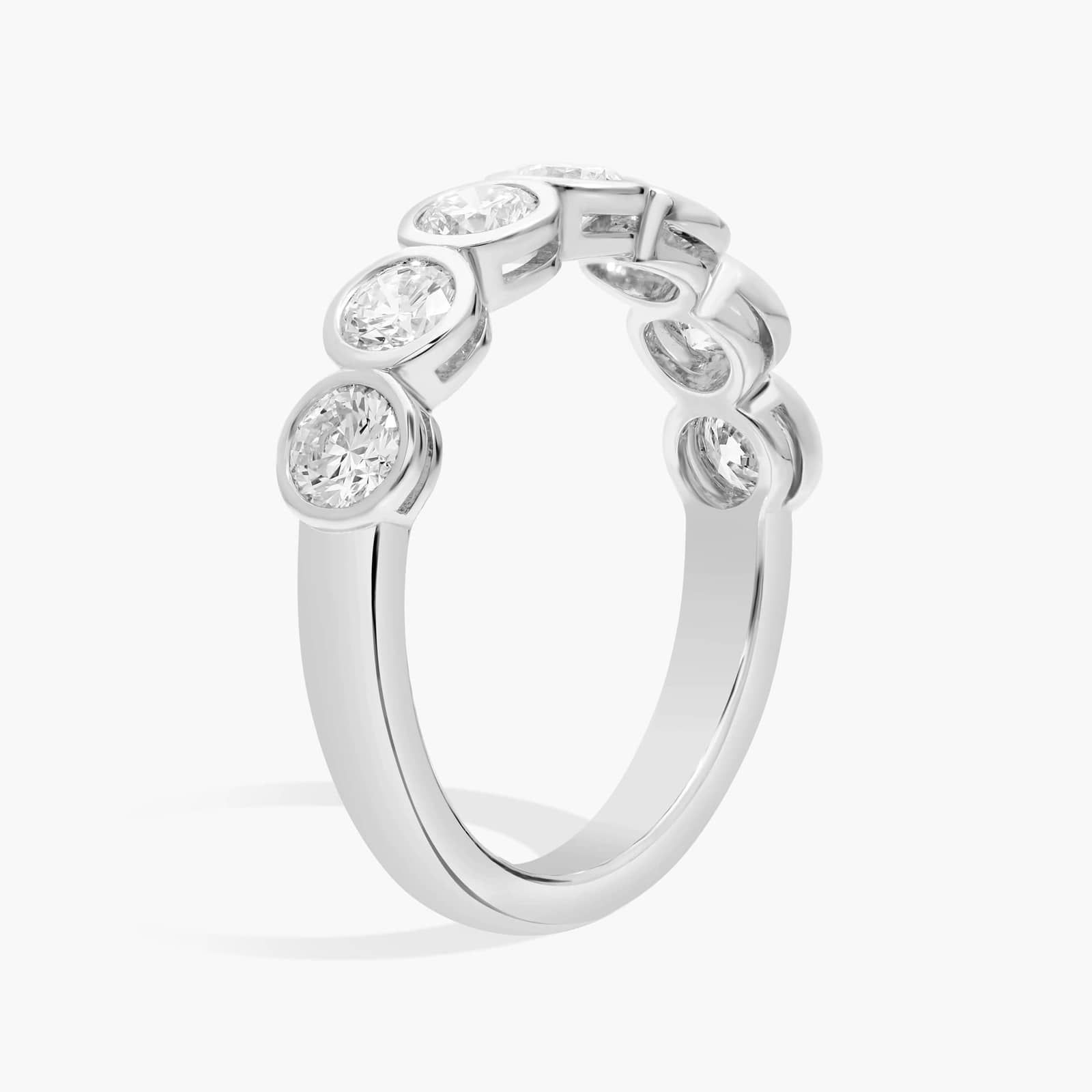 Seven Stone Bezel Anniversary Ring With 1 CTW Round Cut Diamonds in Platinum (4.4mm)