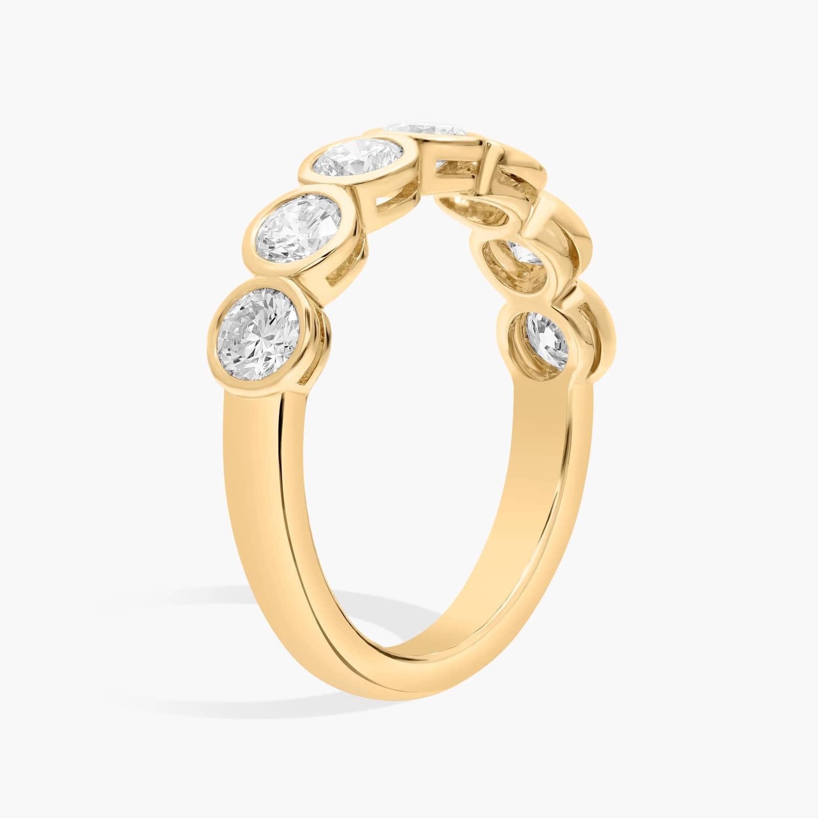 Seven Stone Bezel Anniversary Ring With 1 CTW Round Cut Diamonds in 14K Yellow Gold (4.4mm)