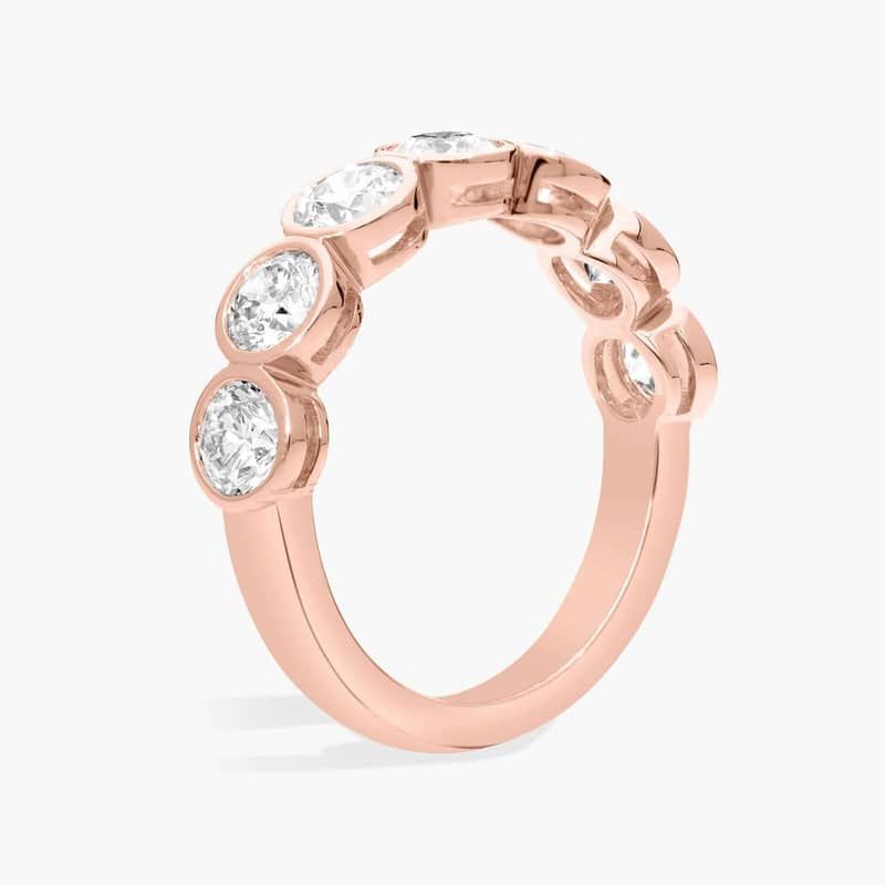Seven Stone Bezel Anniversary Ring With 1.5 CTW Round Cut Diamonds in 14K Rose Gold (4.65mm)