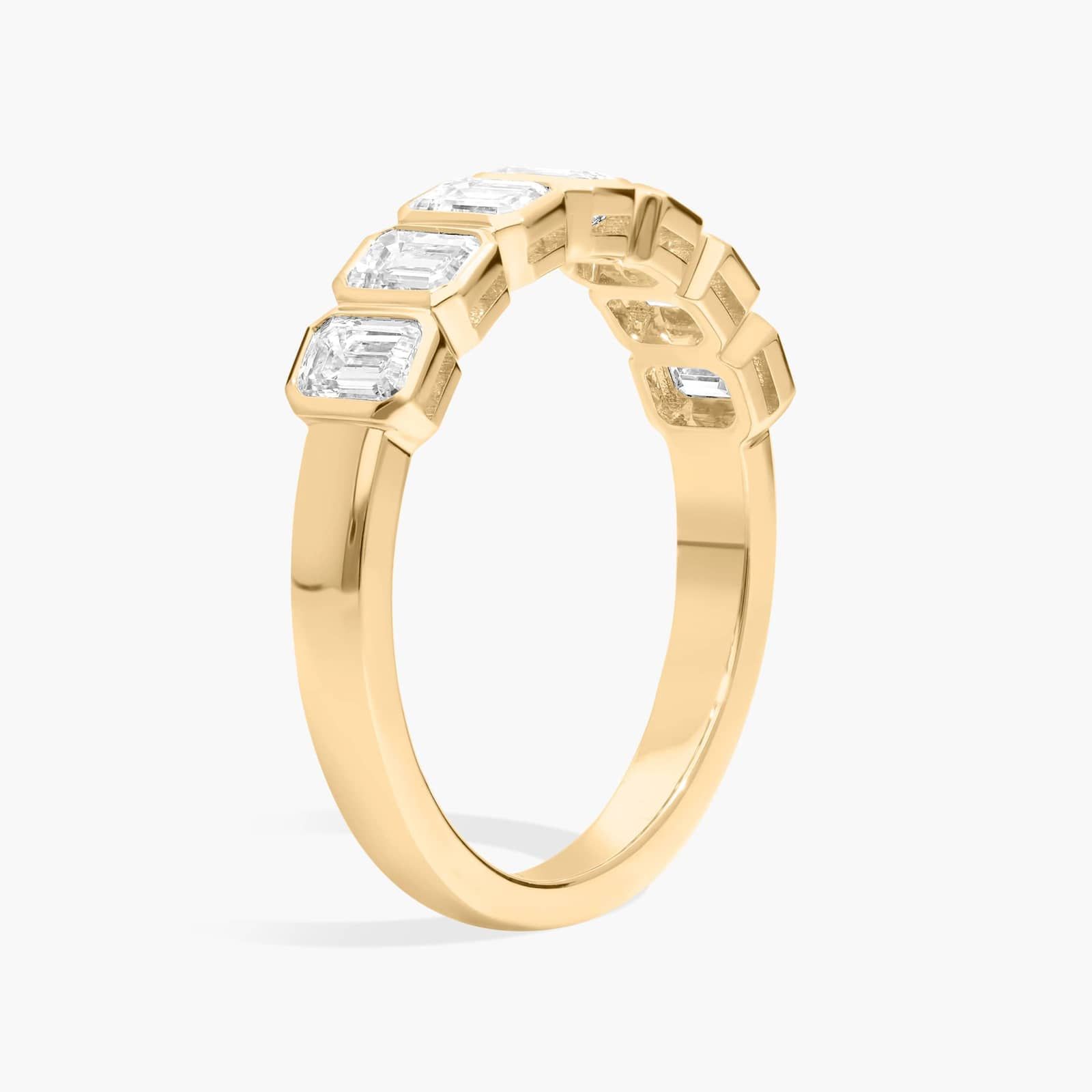 Seven Stone Bezel Anniversary Ring With 1 CTW Emerald Cut Diamonds in 14K Yellow Gold (4.1mm)