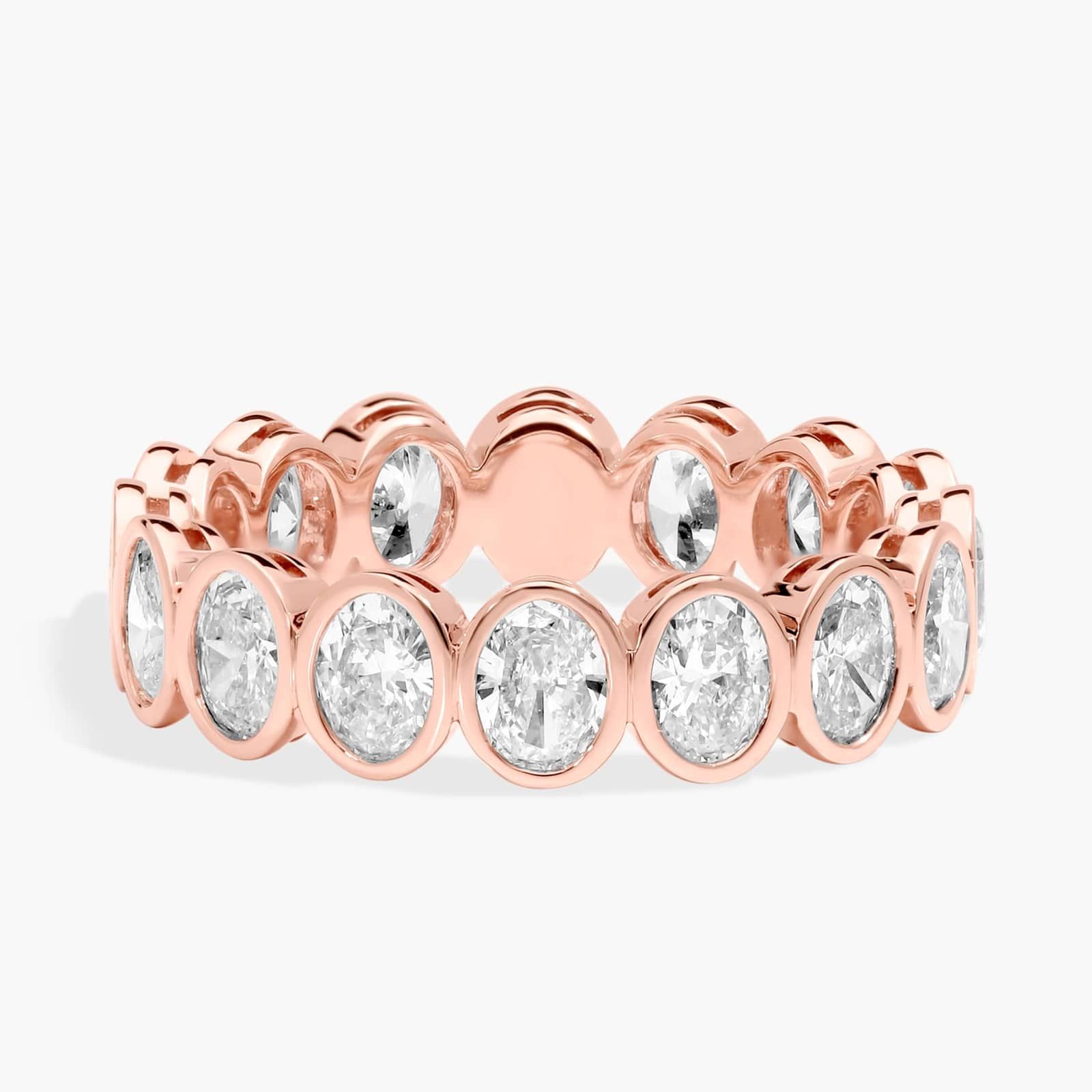Bezel Eternity Ring With 2 CTW Oval Cut Diamonds in 14K Rose Gold (4.6mm)