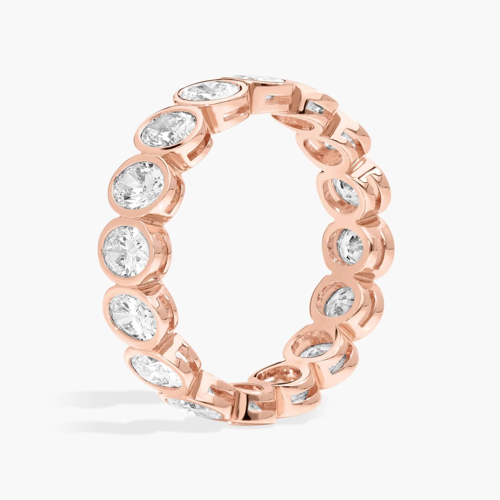 Bezel Eternity Ring With 2 CTW Oval Cut Diamonds in 14K Rose Gold (4.6mm)