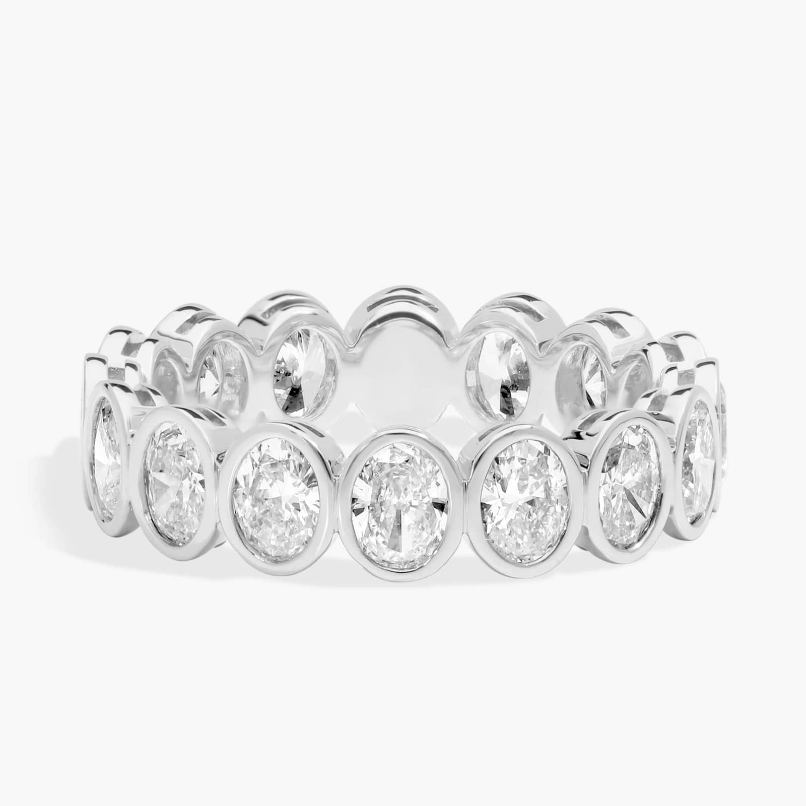 Bezel Eternity Ring With 2 CTW Oval Cut Diamonds in 14K White Gold (4.6mm)