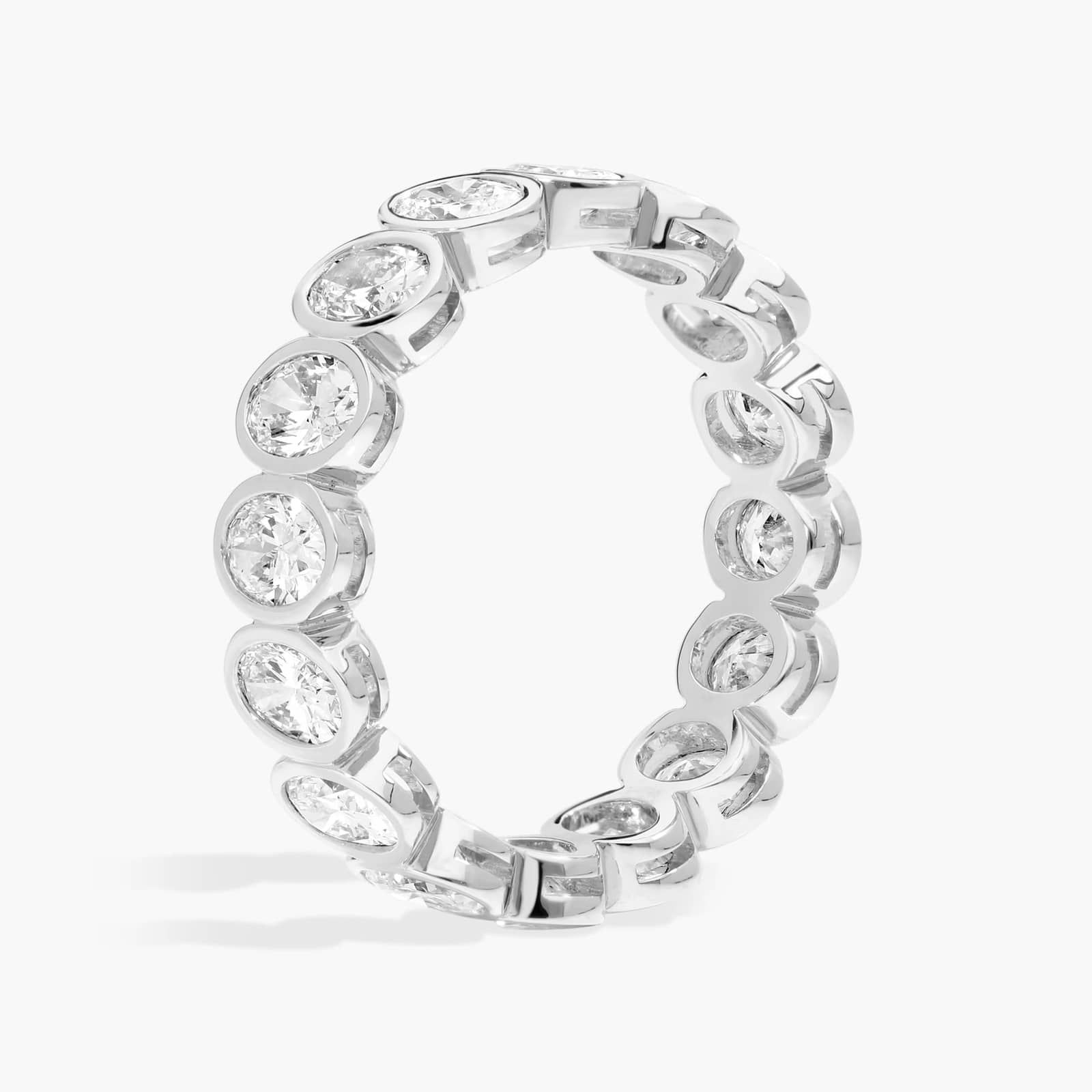 Bezel Eternity Ring With 2 CTW Oval Cut Diamonds in 14K White Gold (4.6mm)