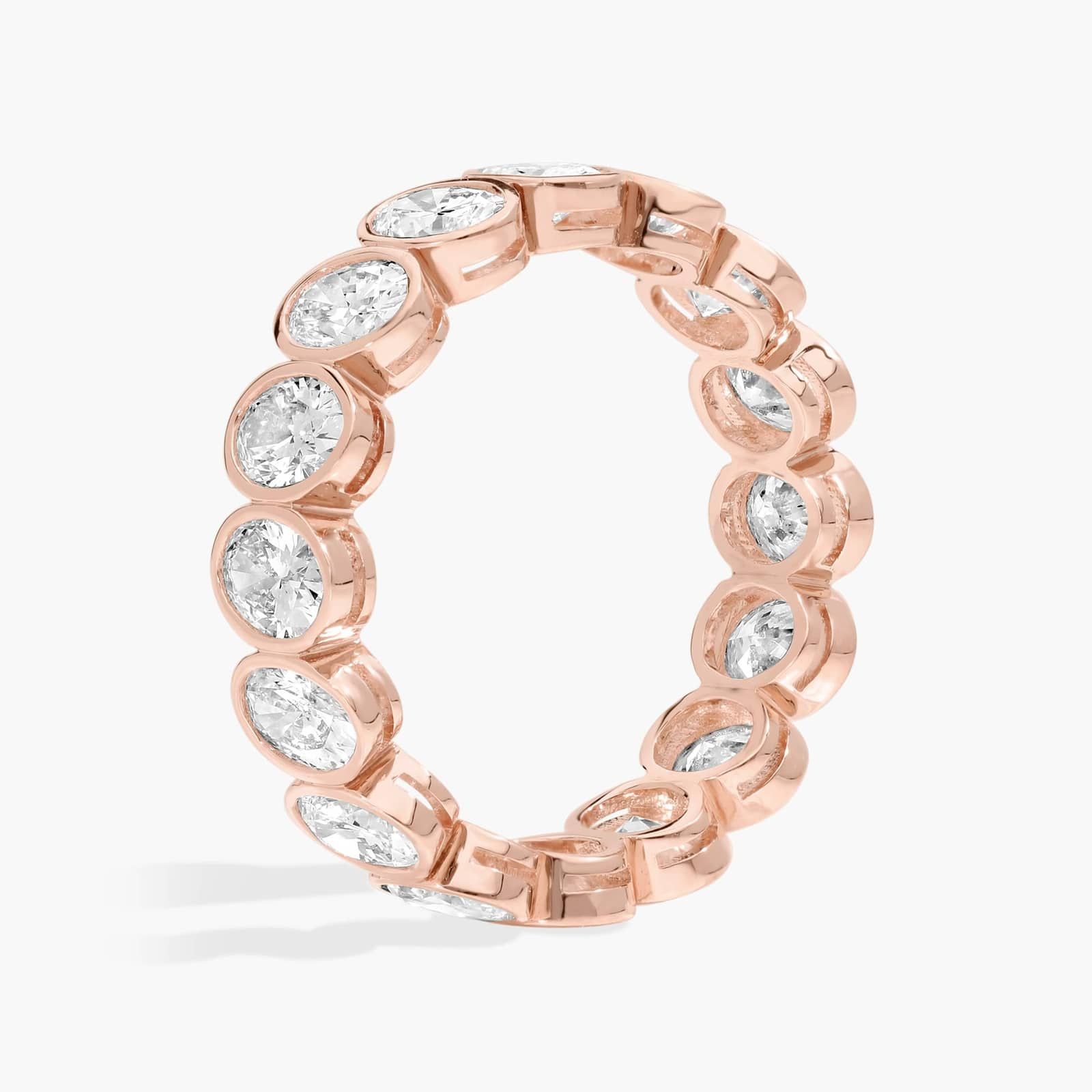 Bezel Eternity Ring With 3 CTW Oval Cut Diamonds in 14K Rose Gold (4.9mm)