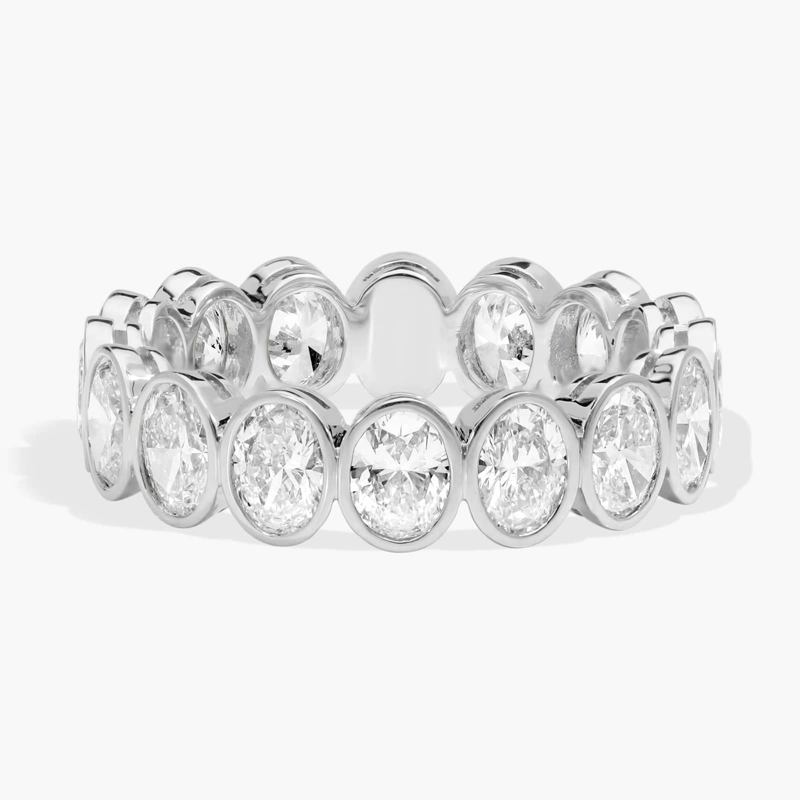 Bezel Eternity Ring With 3 CTW Oval Cut Diamonds in 14K White Gold (4.9mm)