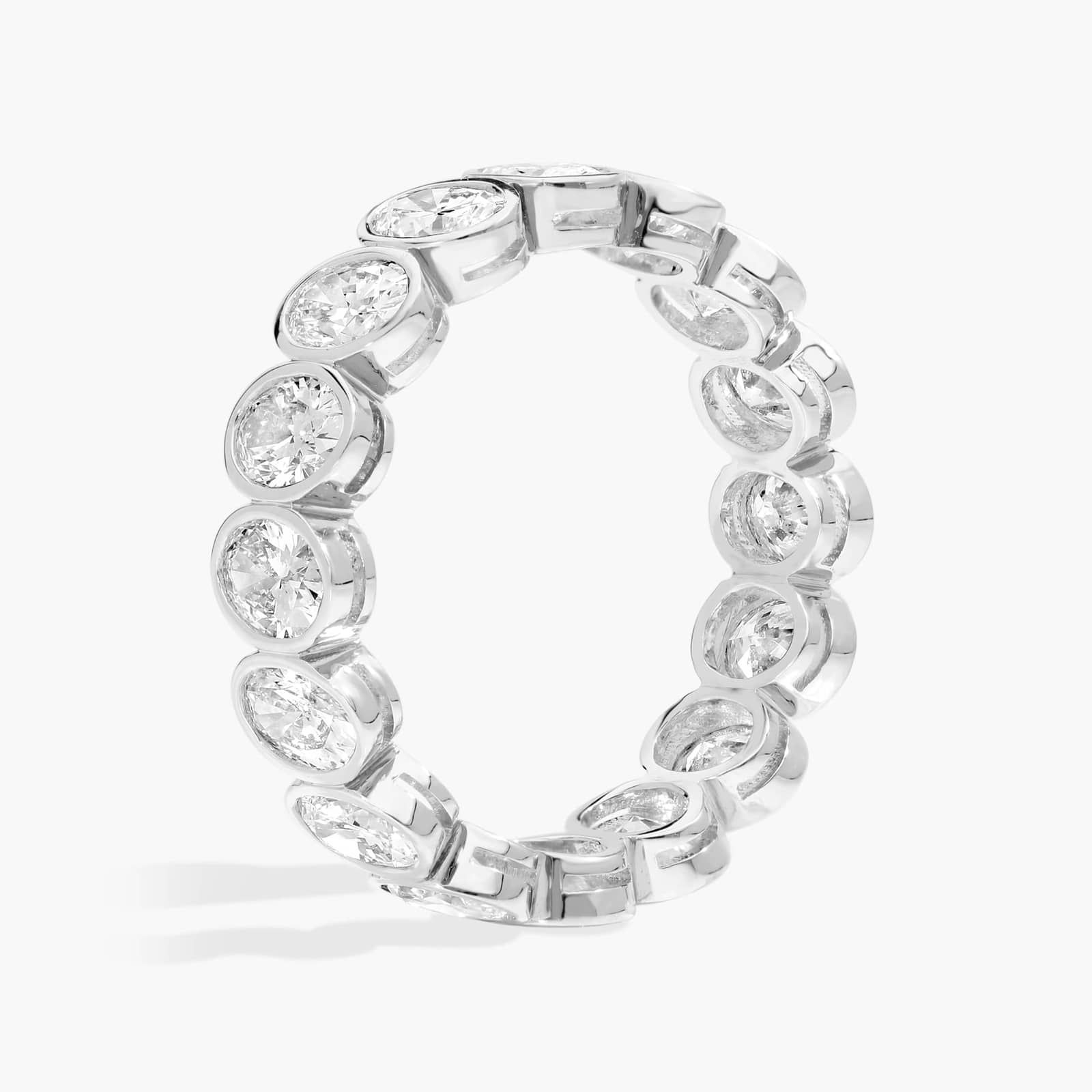 Bezel Eternity Ring With 3 CTW Oval Cut Diamonds in 14K White Gold (4.9mm)
