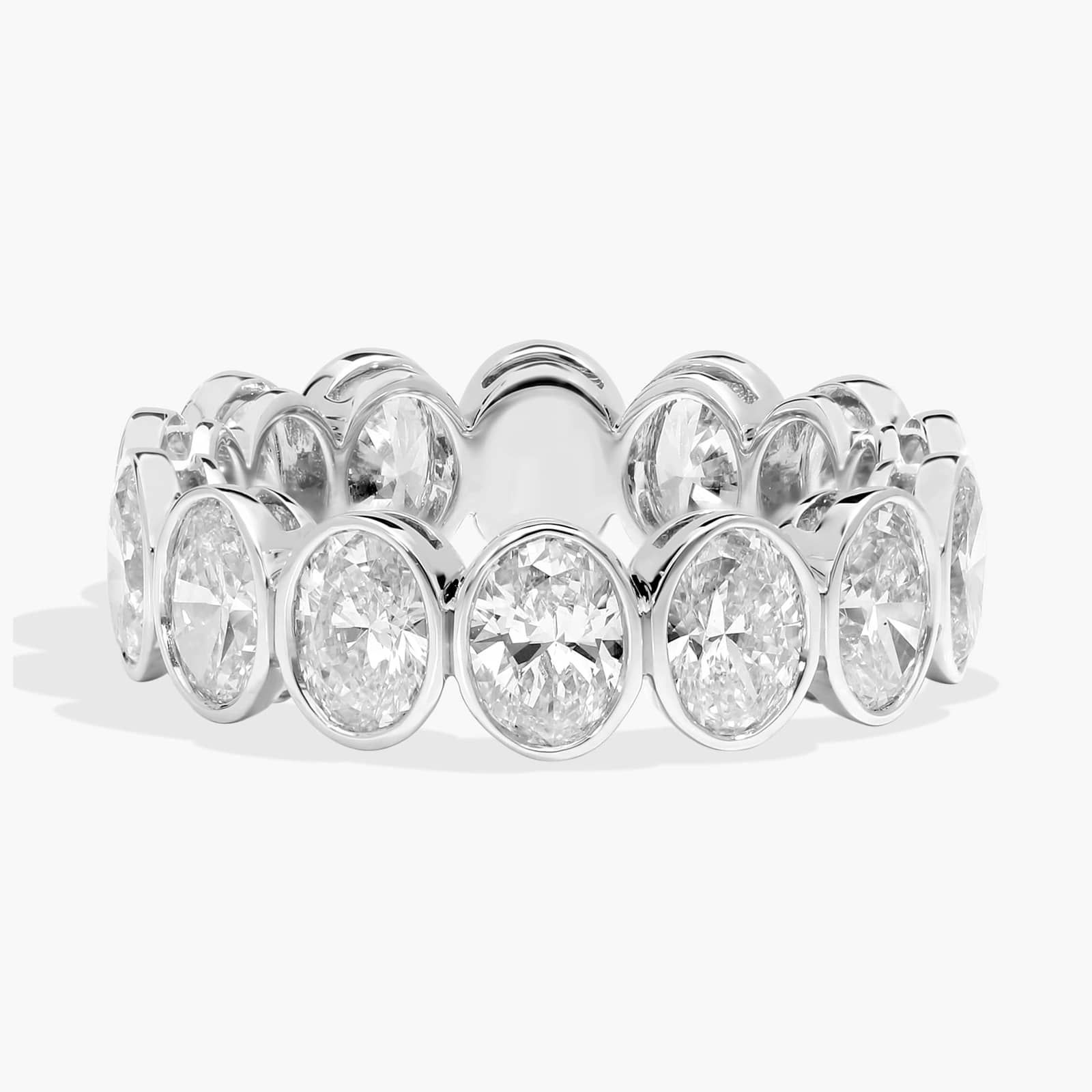 Bezel Eternity Ring With 4 CTW Oval Cut Diamonds in 14K White Gold (5.75mm)