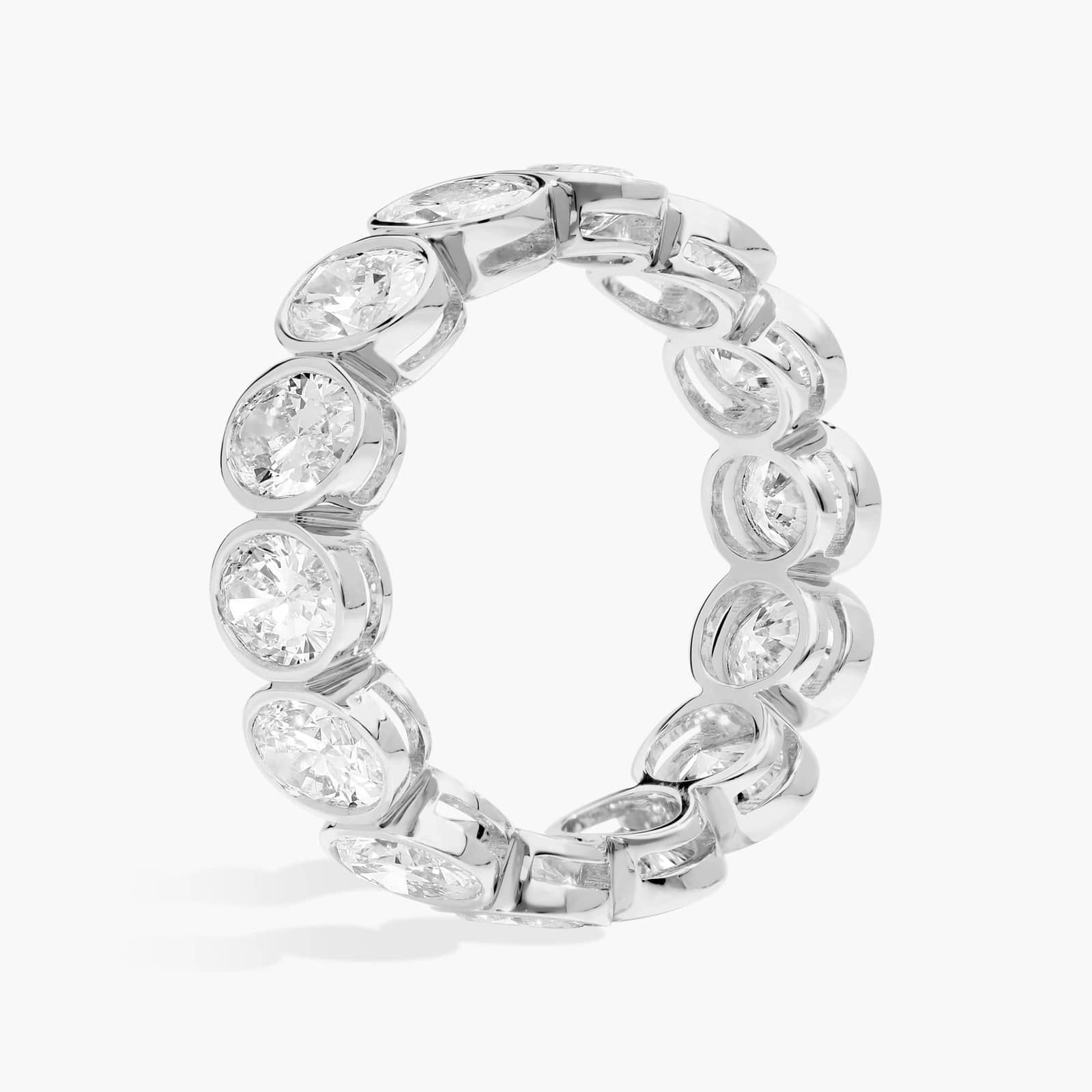 Bezel Eternity Ring With 4 CTW Oval Cut Diamonds in 14K White Gold (5.75mm)