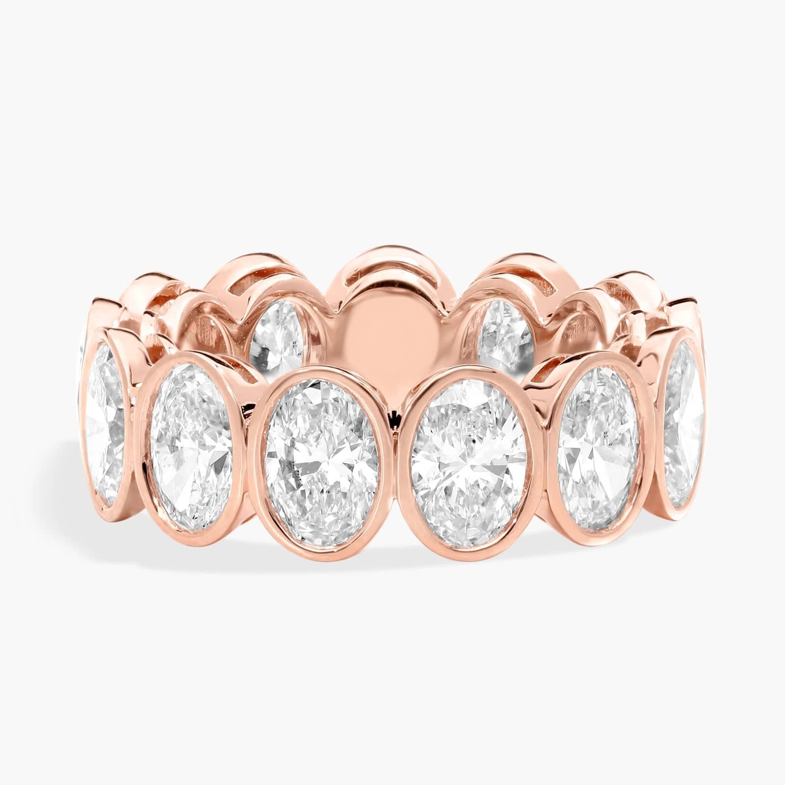 Bezel Eternity Ring With 5 CTW Oval Cut Diamonds in 14K Rose Gold (6.7mm)
