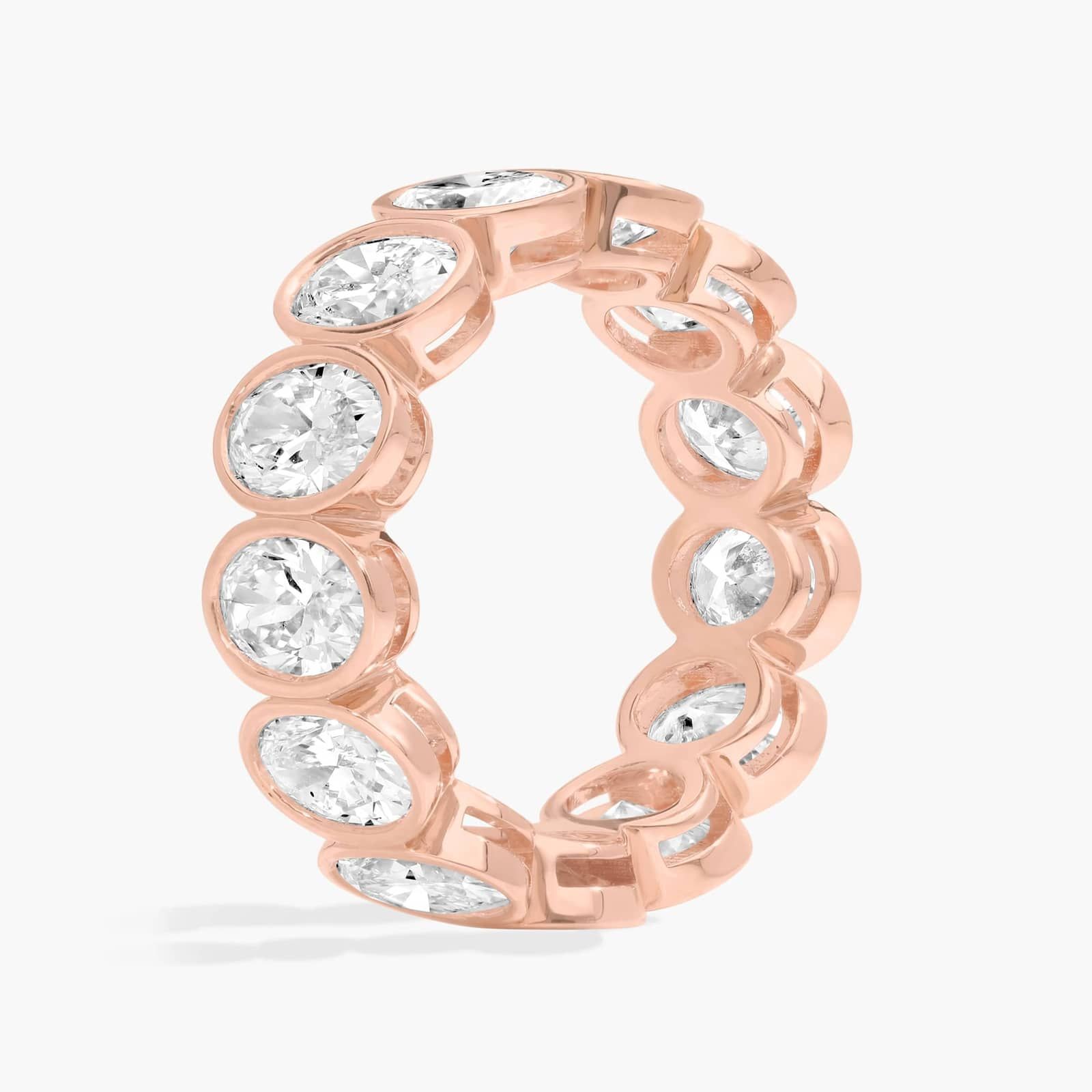 Bezel Eternity Ring With 5 CTW Oval Cut Diamonds in 14K Rose Gold (6.7mm)