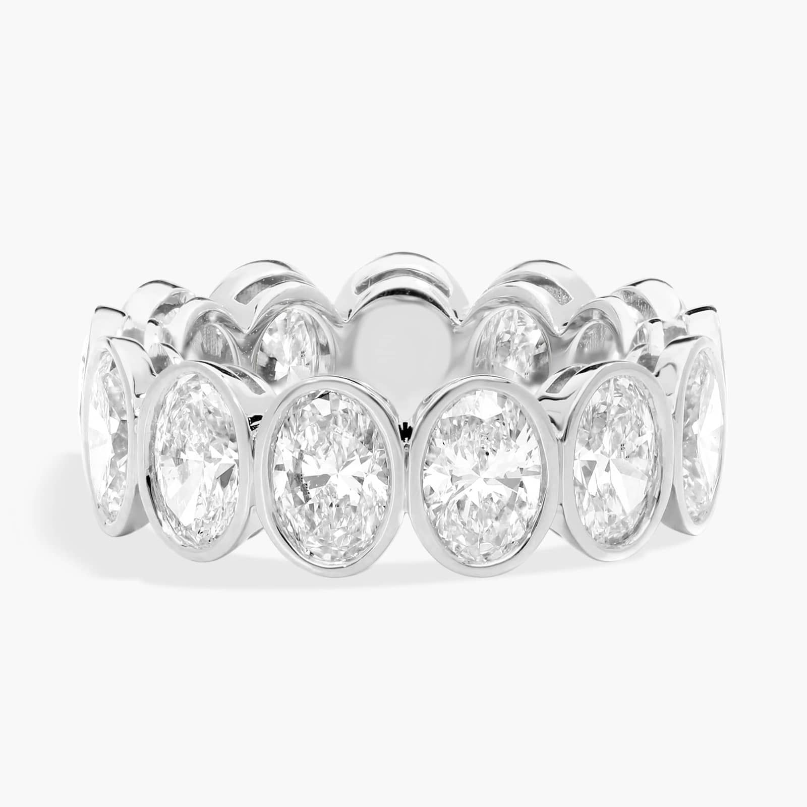 Bezel Eternity Ring With 5 CTW Oval Cut Diamonds in 14K White Gold (6.7mm)