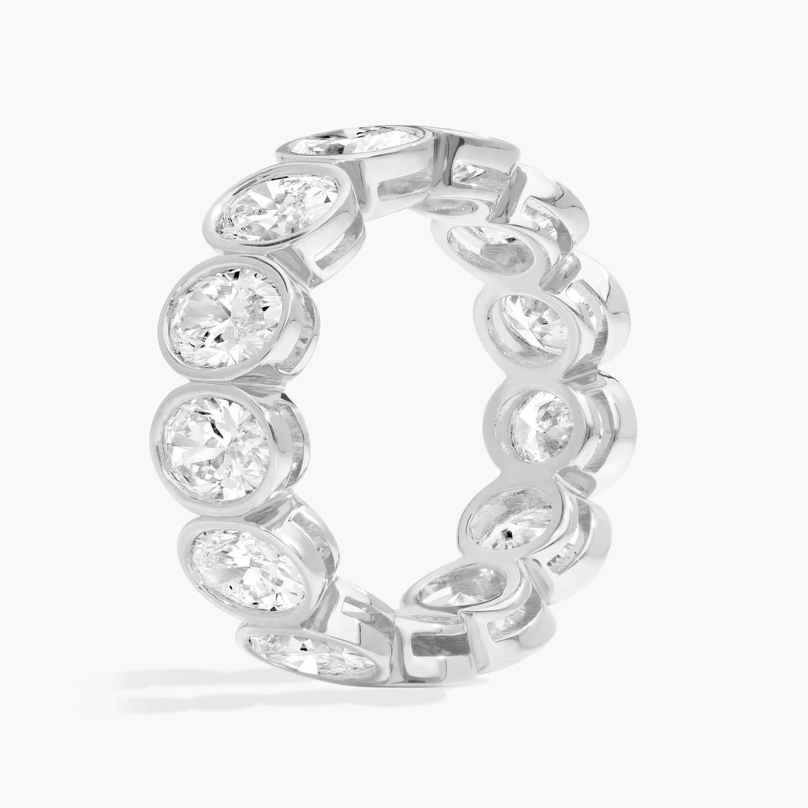 Bezel Eternity Ring With 5 CTW Oval Cut Diamonds in 14K White Gold (6.7mm)