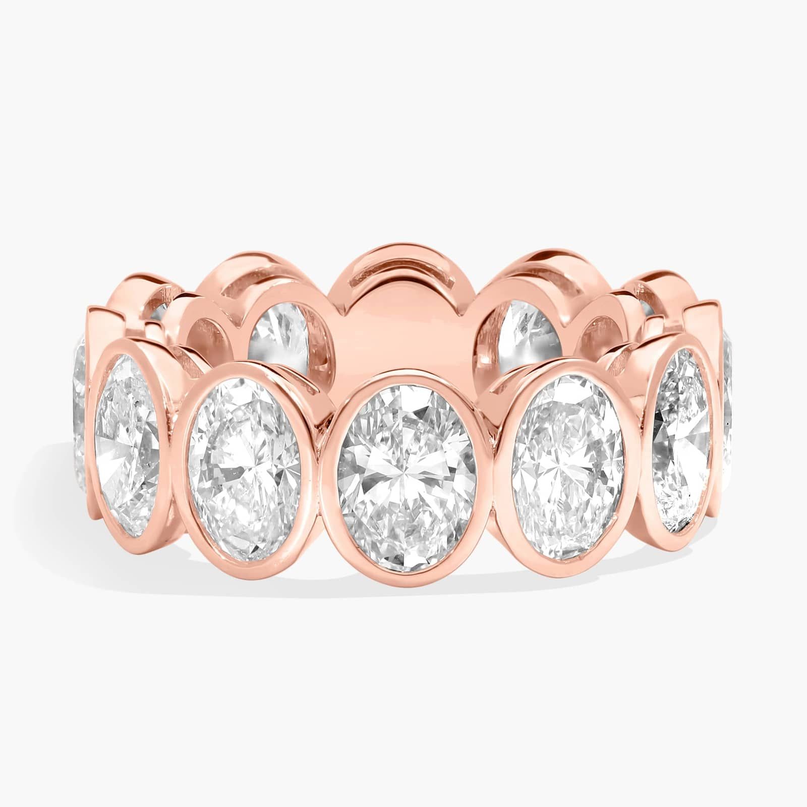 Bezel Eternity Ring With 7 CTW Oval Cut Diamonds in 14K Rose Gold (7.5mm)