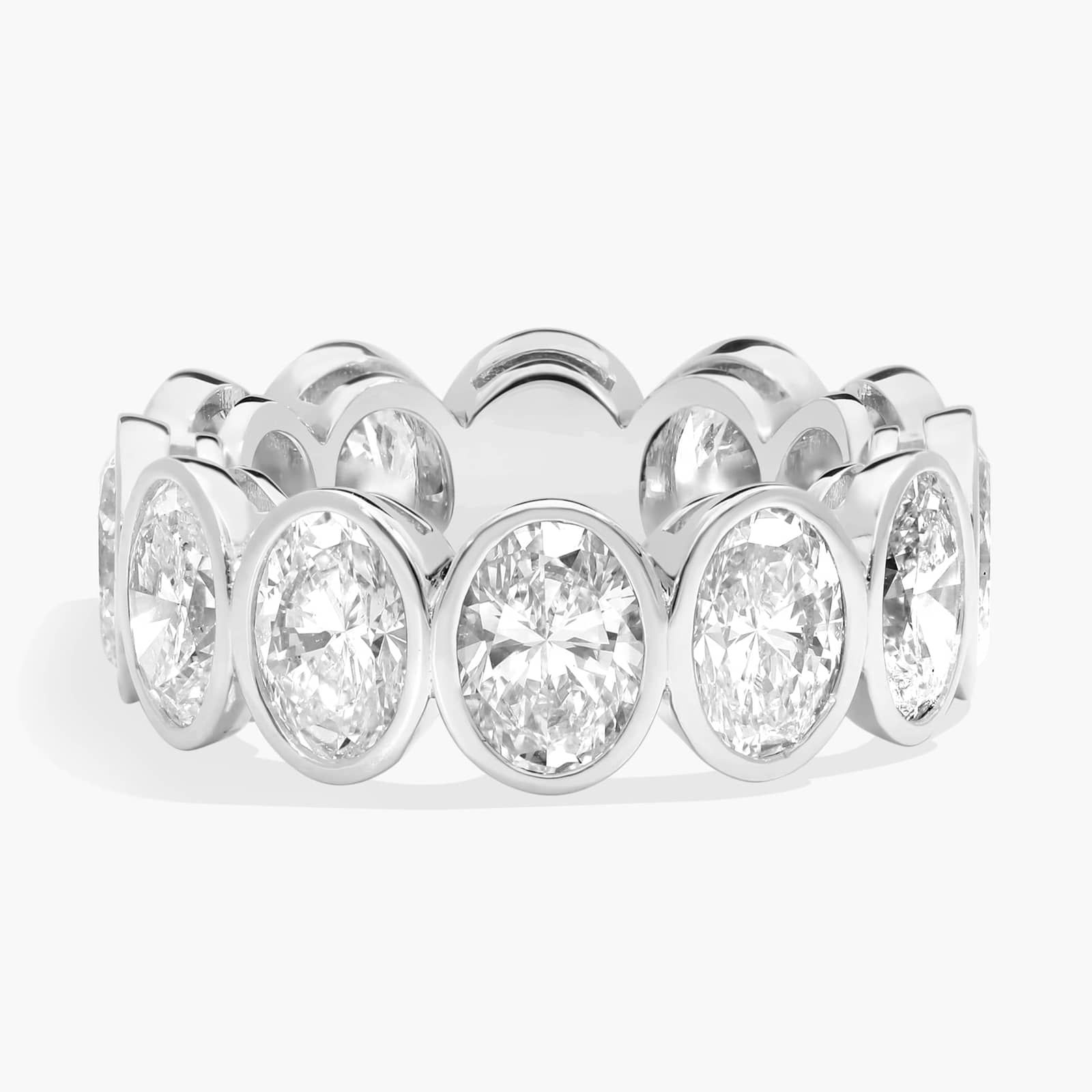 Bezel Eternity Ring With 7 CTW Oval Cut Diamonds in 14K White Gold (7.5mm)
