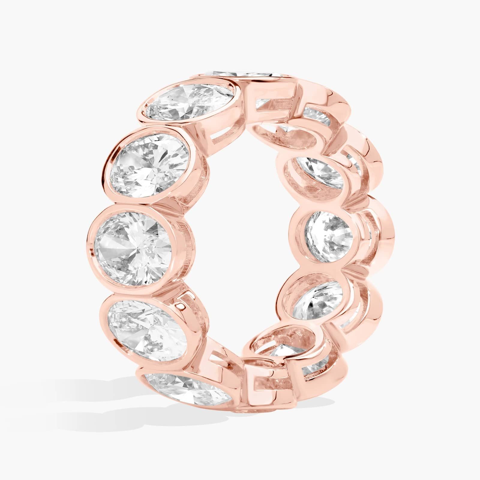 Bezel Eternity Ring With 8 CTW Oval Cut Diamonds in 14K Rose Gold (8mm)