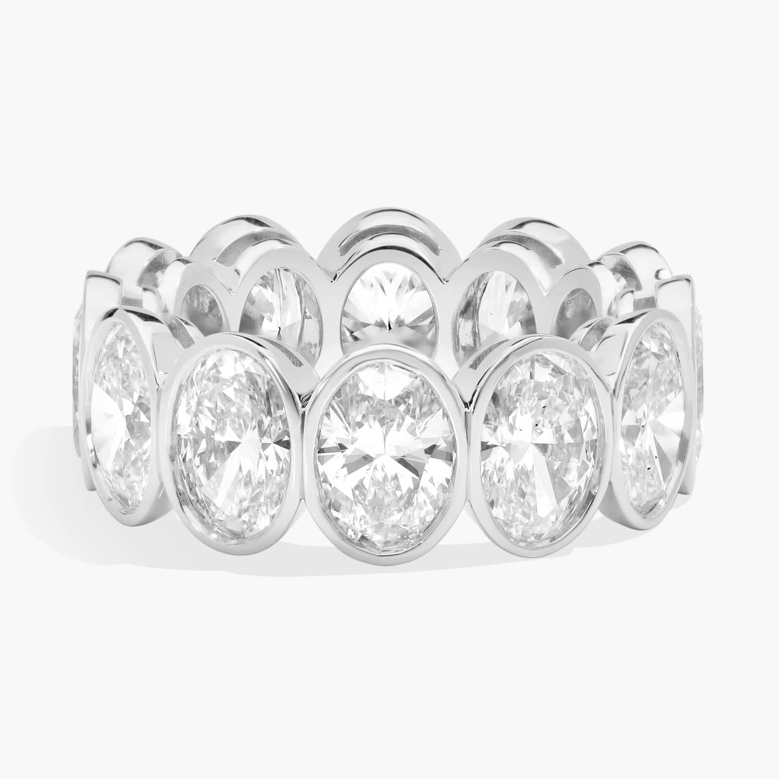 Bezel Eternity Ring With 8 CTW Oval Cut Diamonds in 14K White Gold (8mm)