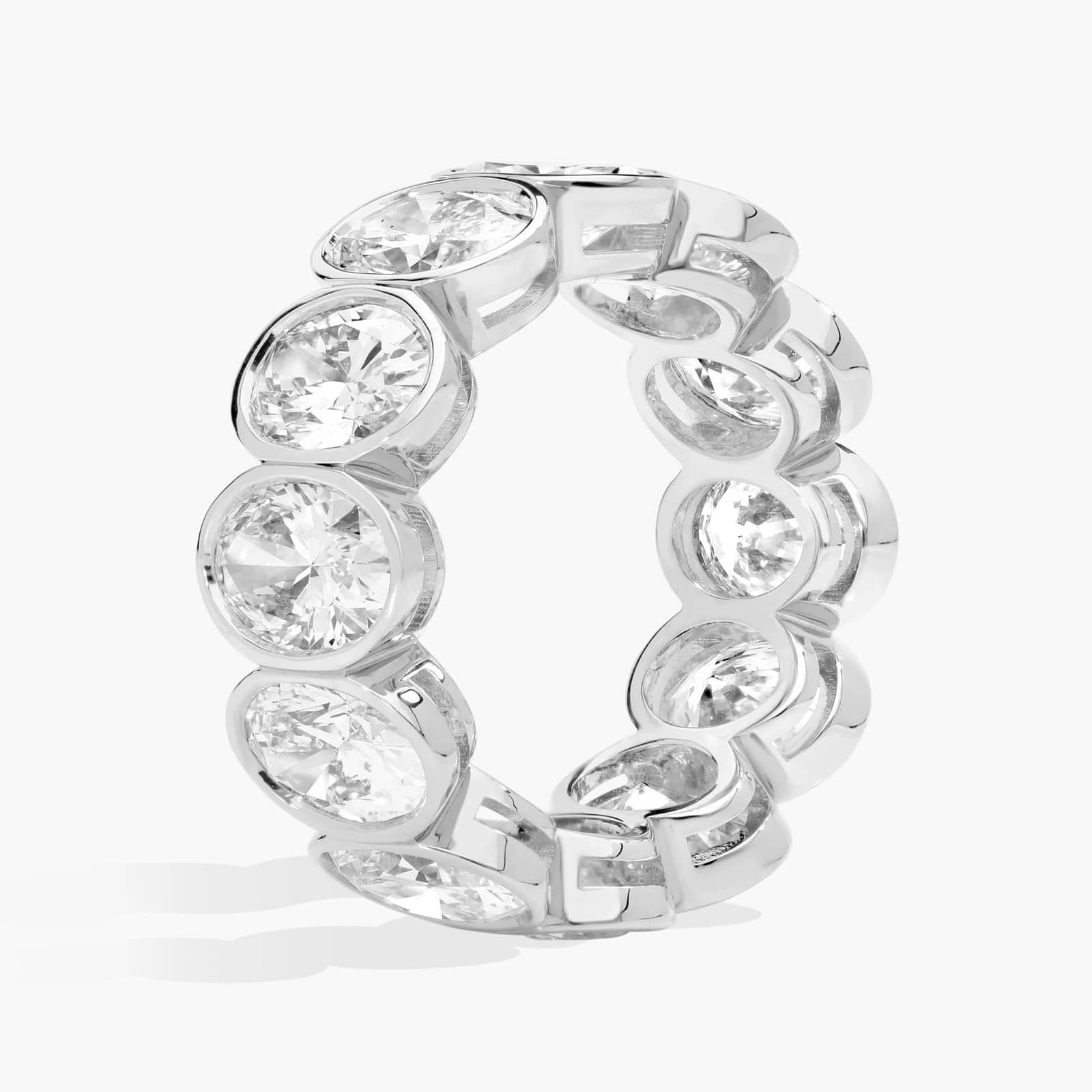 Bezel Eternity Ring With 8 CTW Oval Cut Diamonds in 14K White Gold (8mm)