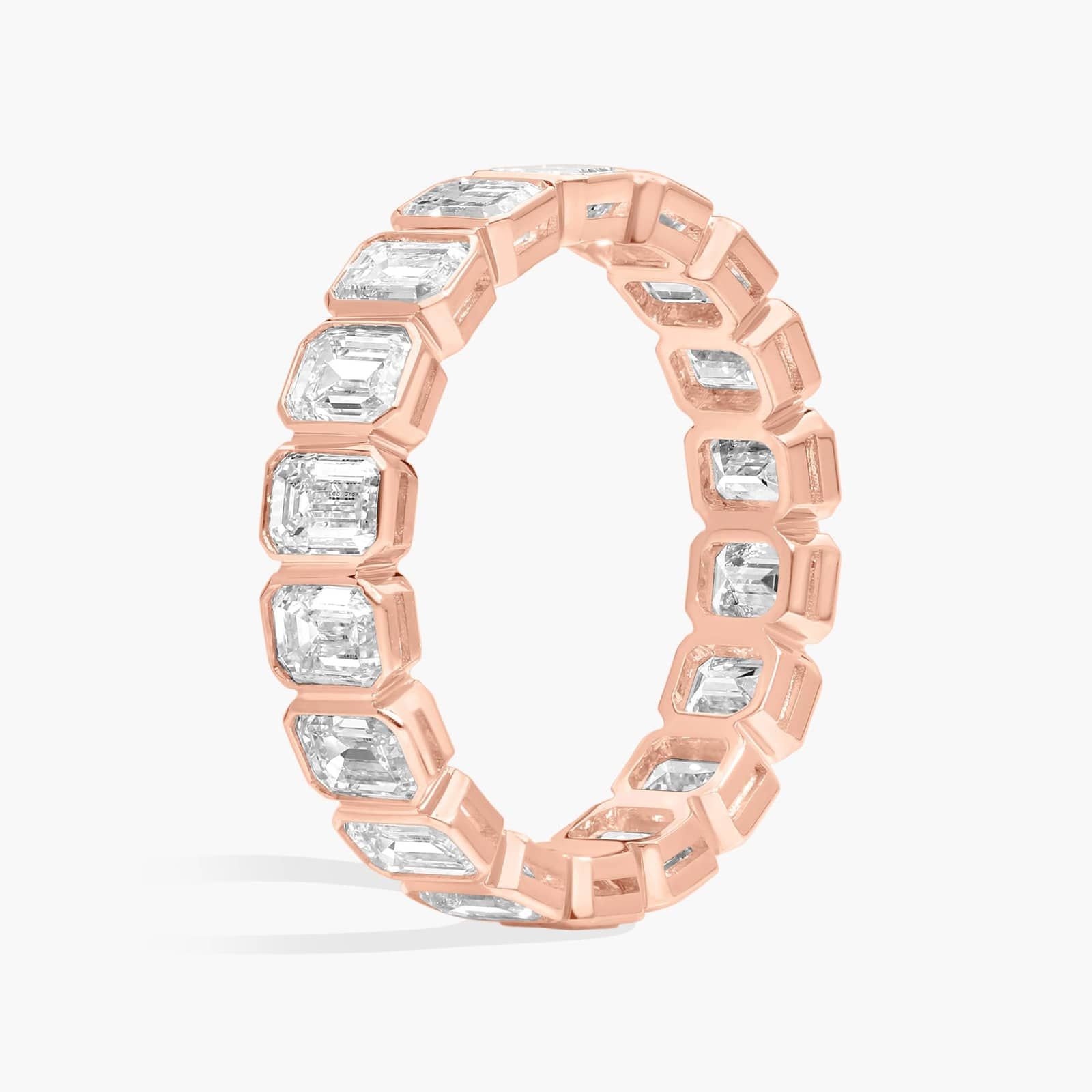 Bezel Eternity Ring With 3 CTW Emerald Cut Diamonds in 14K Rose Gold (4.2mm)