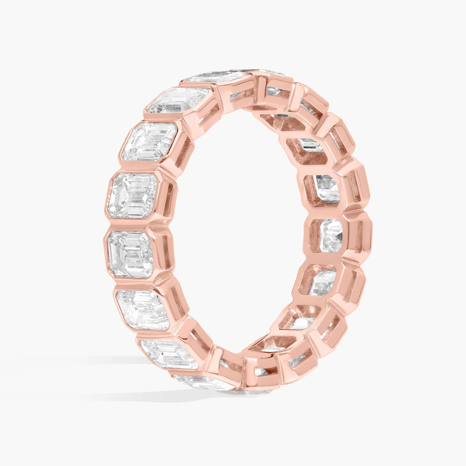 Bezel Eternity Ring With 4 CTW Emerald Cut Diamonds in 14K Rose Gold (4.65mm)