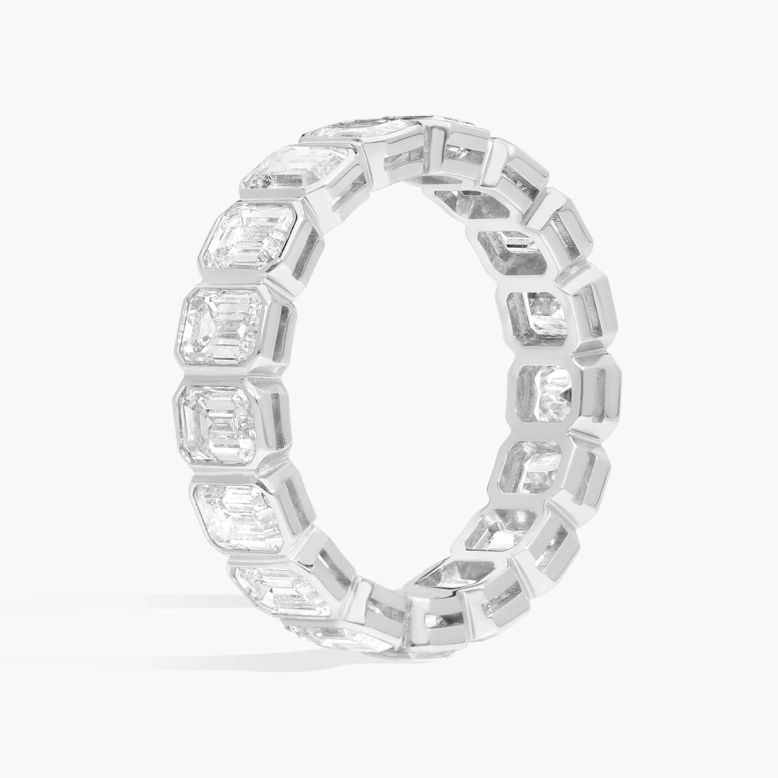 Bezel Eternity Ring With 4 CTW Emerald Cut Diamonds in Platinum (4.65mm)