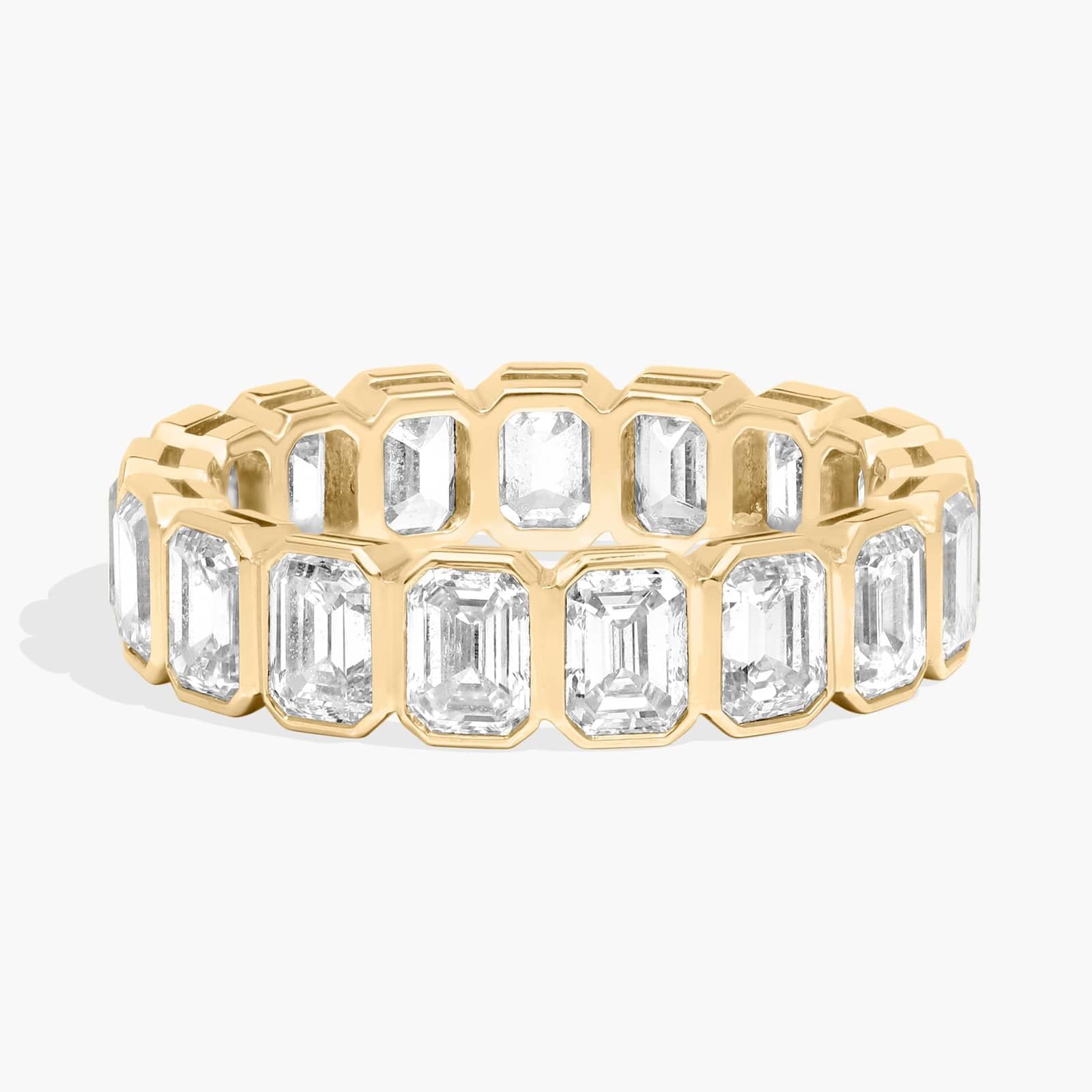 Bezel Eternity Ring With 4 CTW Emerald Cut Diamonds in 14K Yellow Gold (4.65mm)