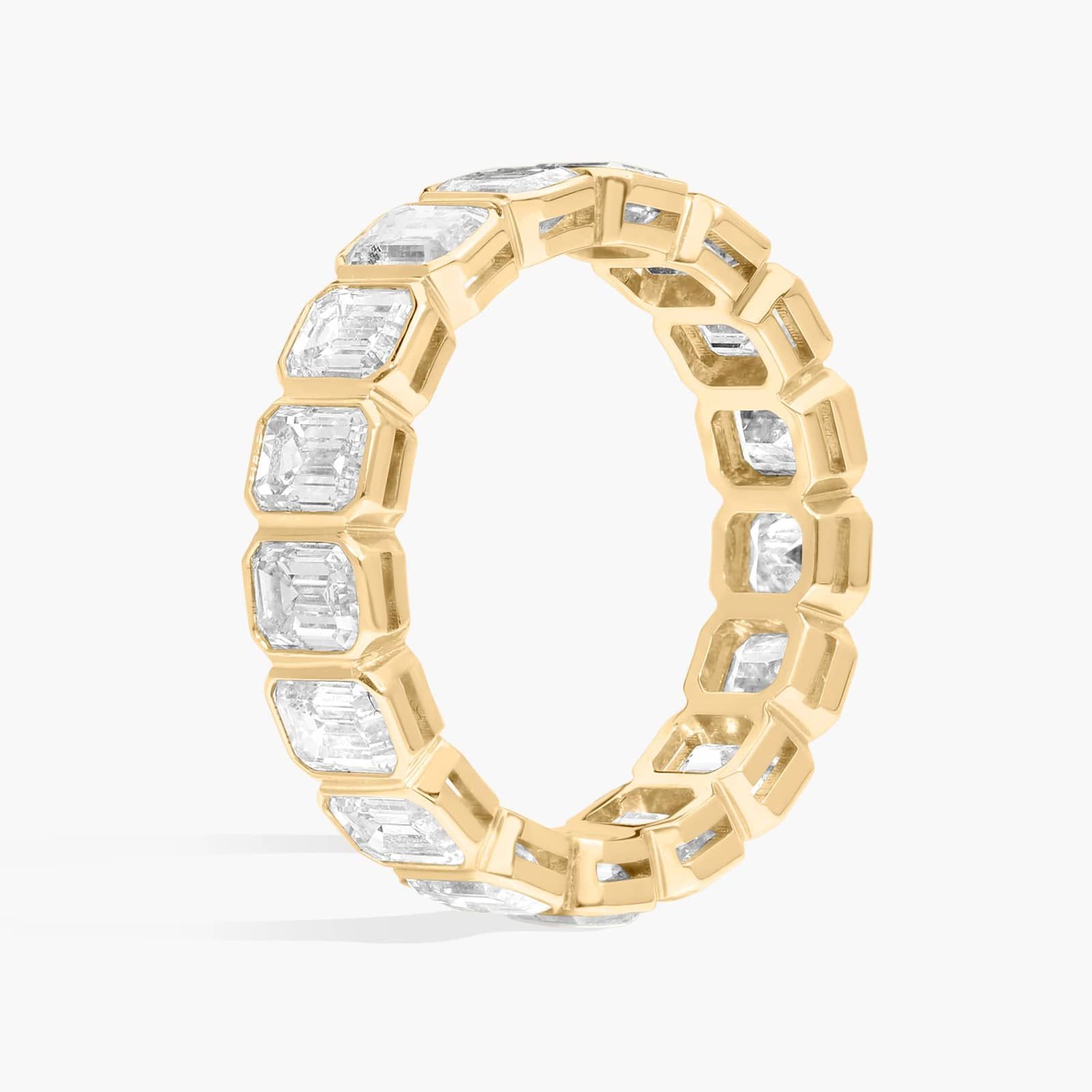 Bezel Eternity Ring With 4 CTW Emerald Cut Diamonds in 14K Yellow Gold (4.65mm)
