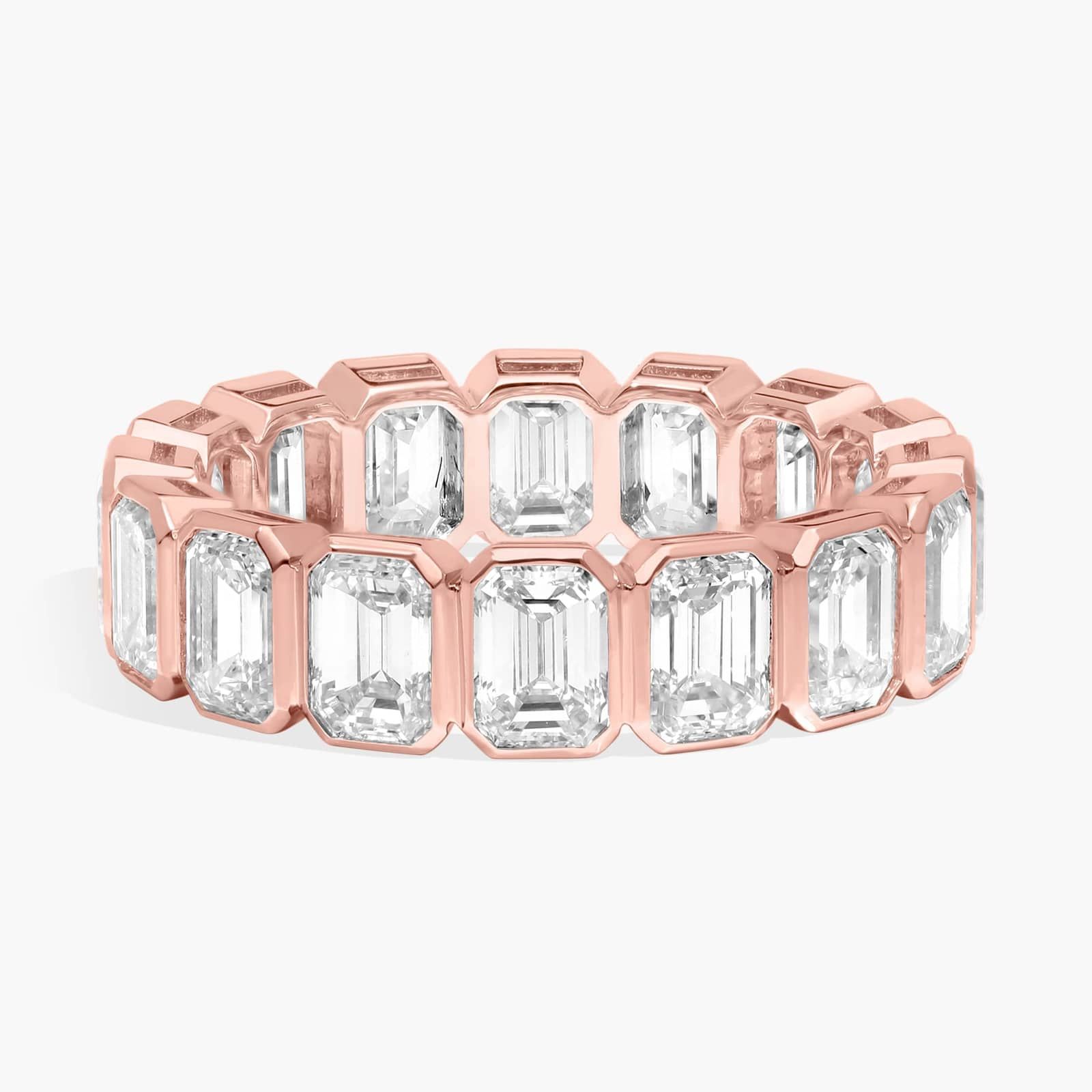 Bezel Eternity Ring With 5 CTW Emerald Cut Diamonds in 14K Rose Gold (5.05mm)
