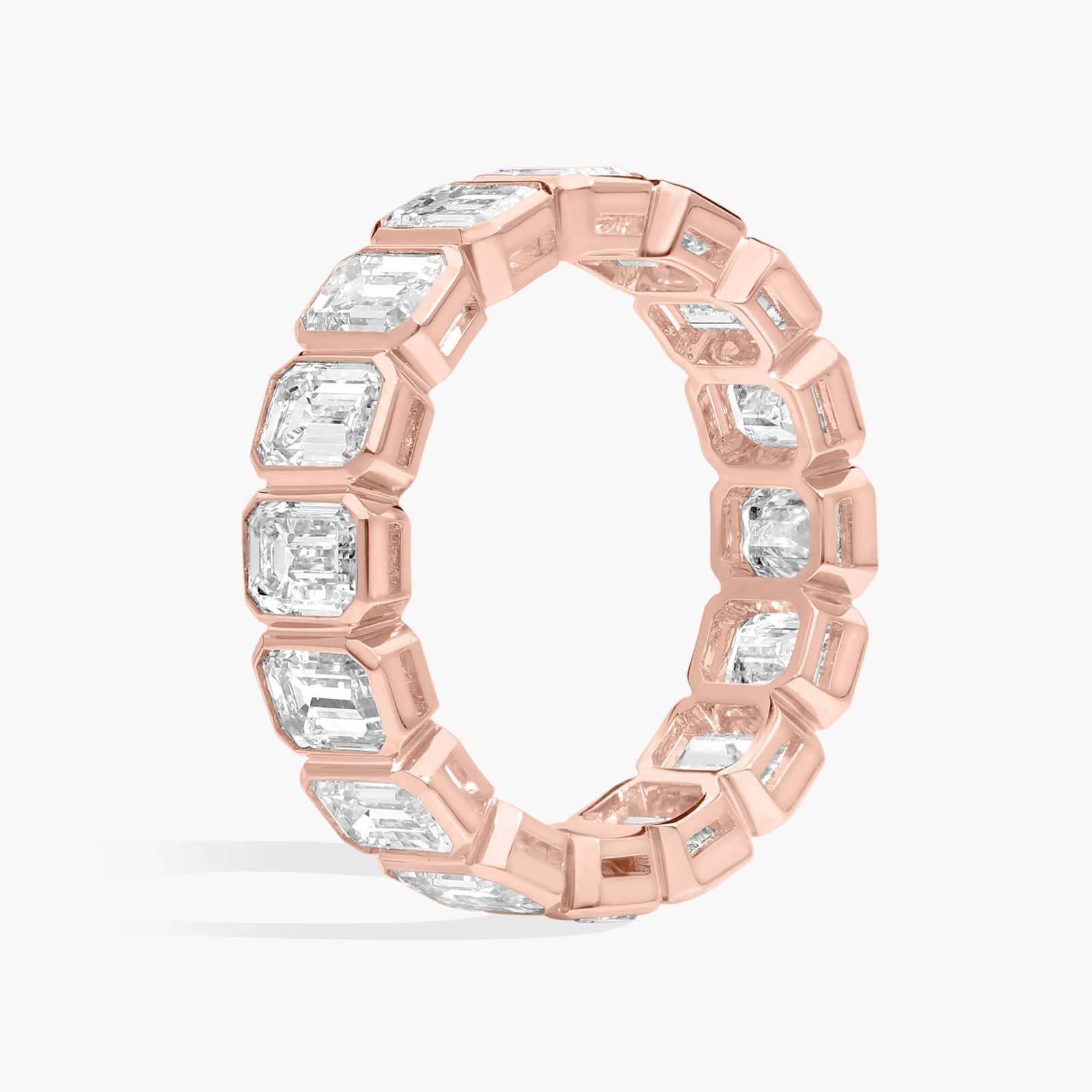 Bezel Eternity Ring With 5 CTW Emerald Cut Diamonds in 14K Rose Gold (5.05mm)