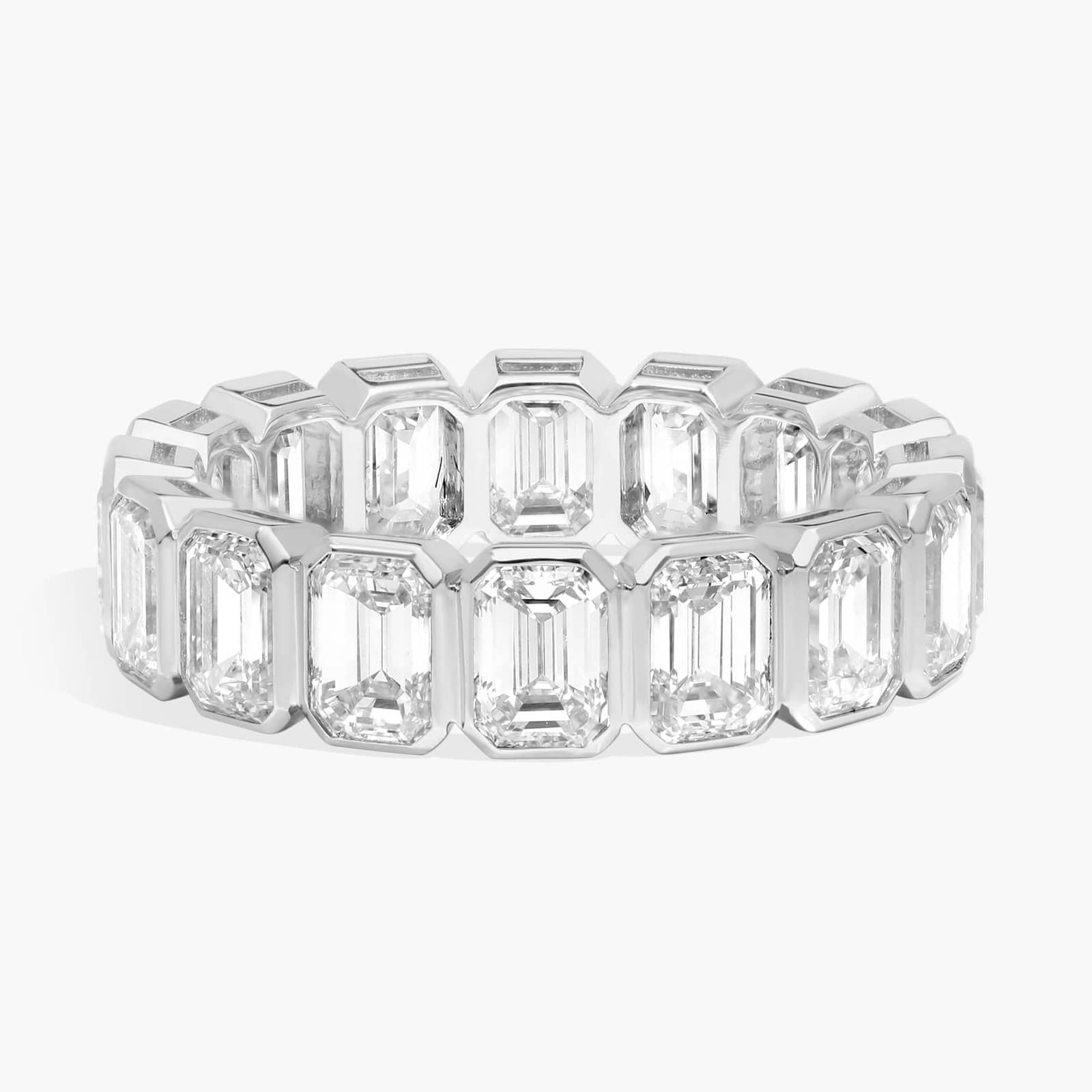 Bezel Eternity Ring With 5 CTW Emerald Cut Diamonds in Platinum (5.05mm)