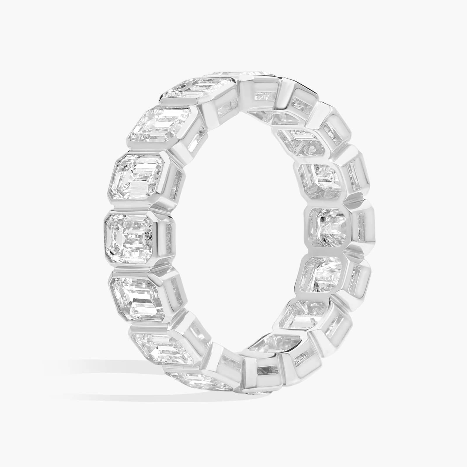 Bezel Eternity Ring With 5 CTW Emerald Cut Diamonds in Platinum (5.05mm)