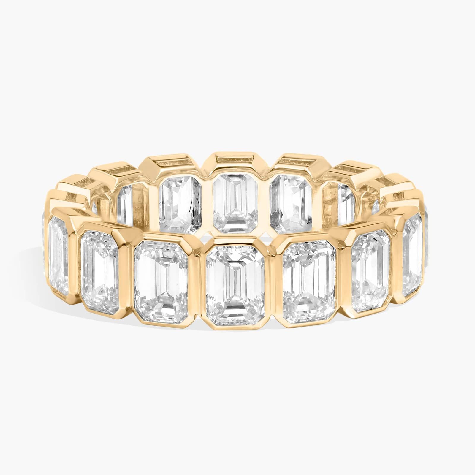 Bezel Eternity Ring With 5 CTW Emerald Cut Diamonds in 14K Yellow Gold (5.05mm)