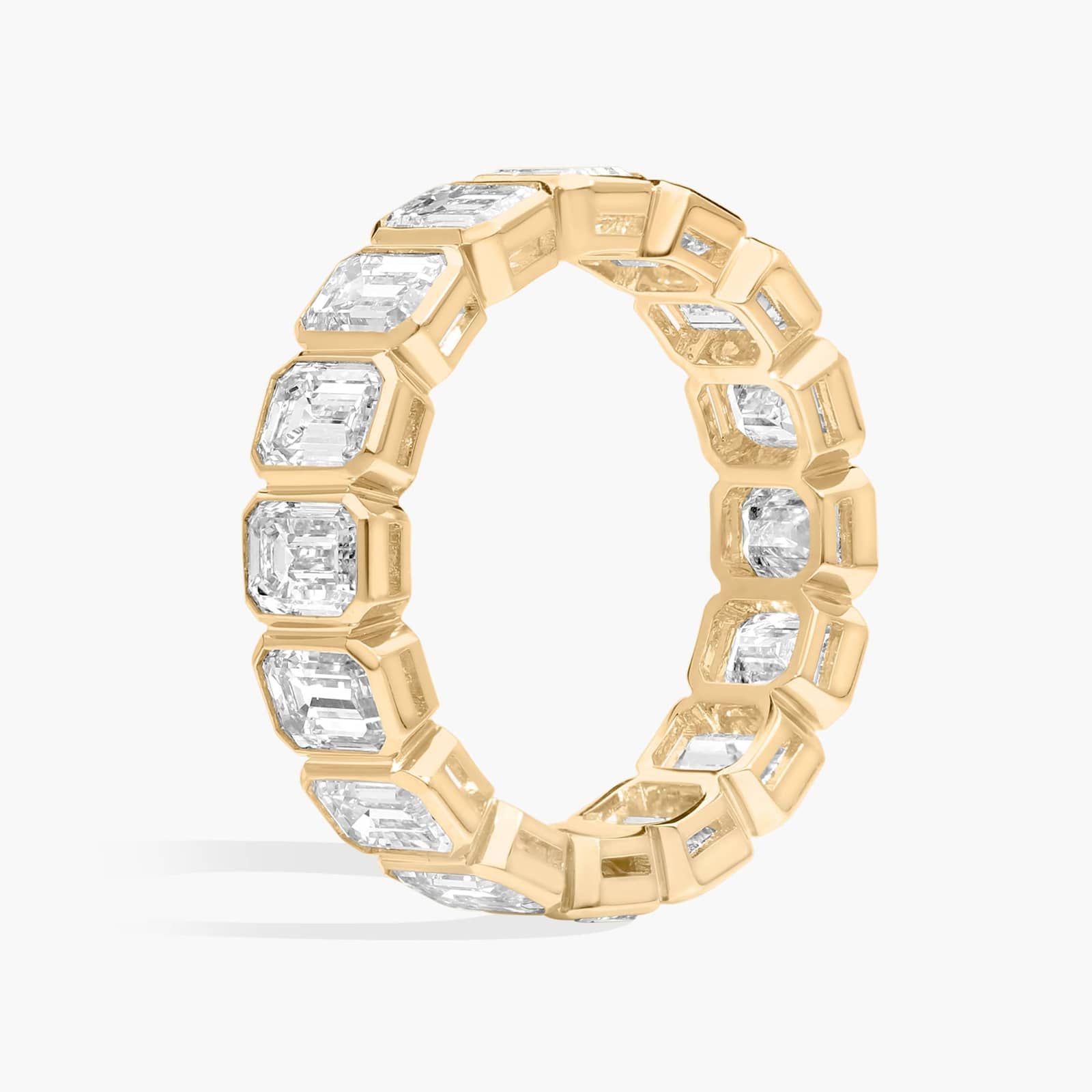 Bezel Eternity Ring With 5 CTW Emerald Cut Diamonds in 14K Yellow Gold (5.05mm)