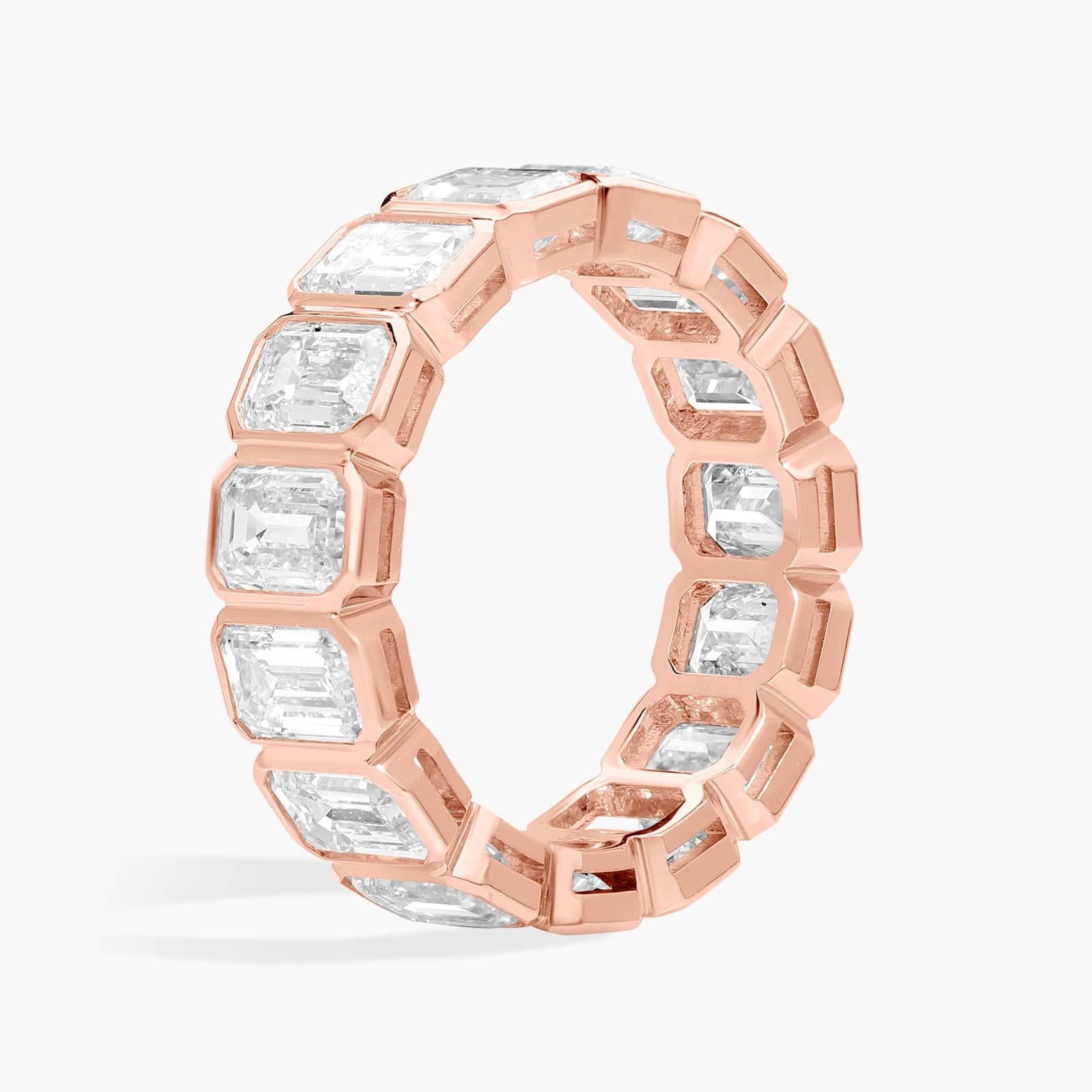 Bezel Eternity Ring With 6 CTW Emerald Cut Diamonds in 14K Rose Gold (5.8mm)