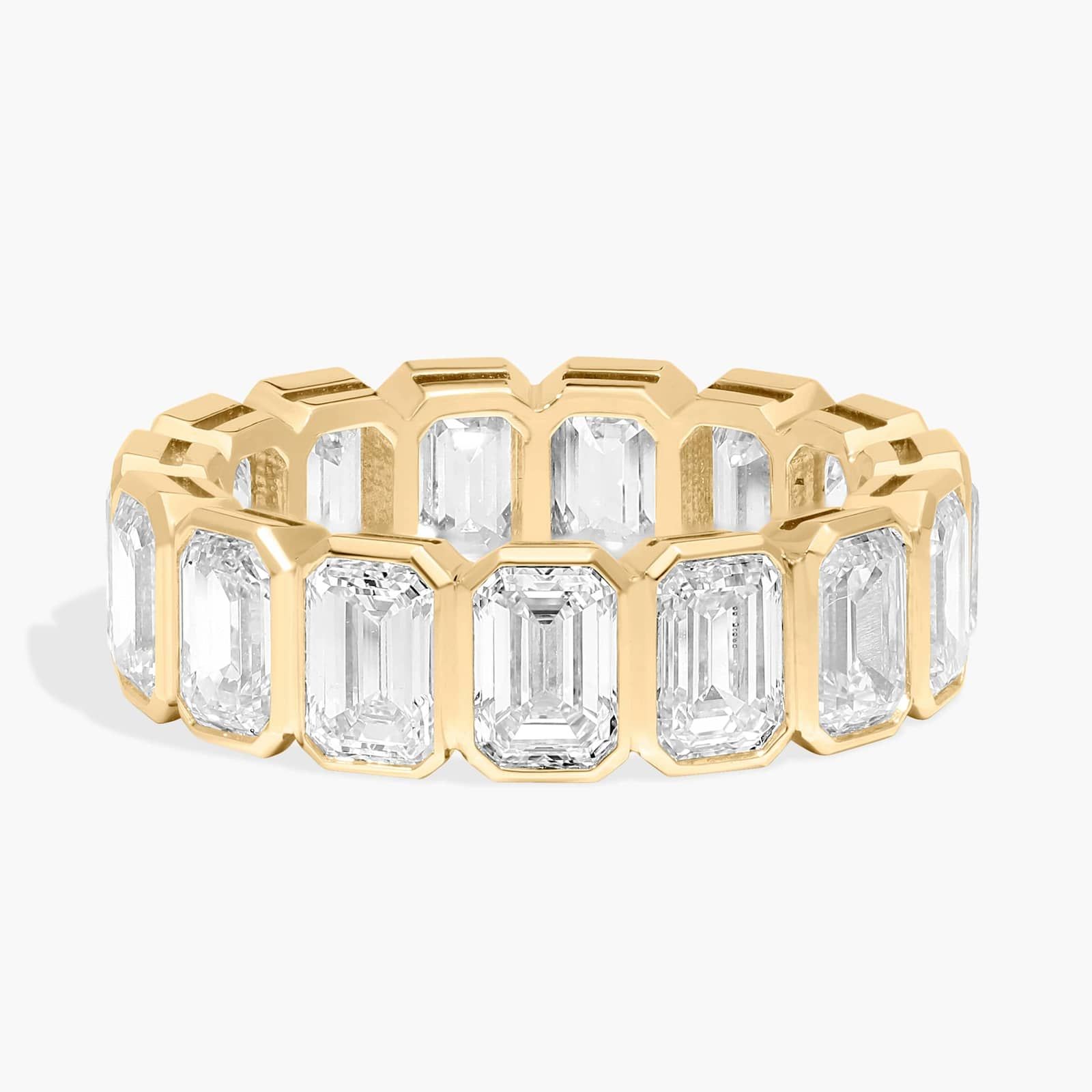 Bezel Eternity Ring With 6 CTW Emerald Cut Diamonds in 14K Yellow Gold (5.8mm)