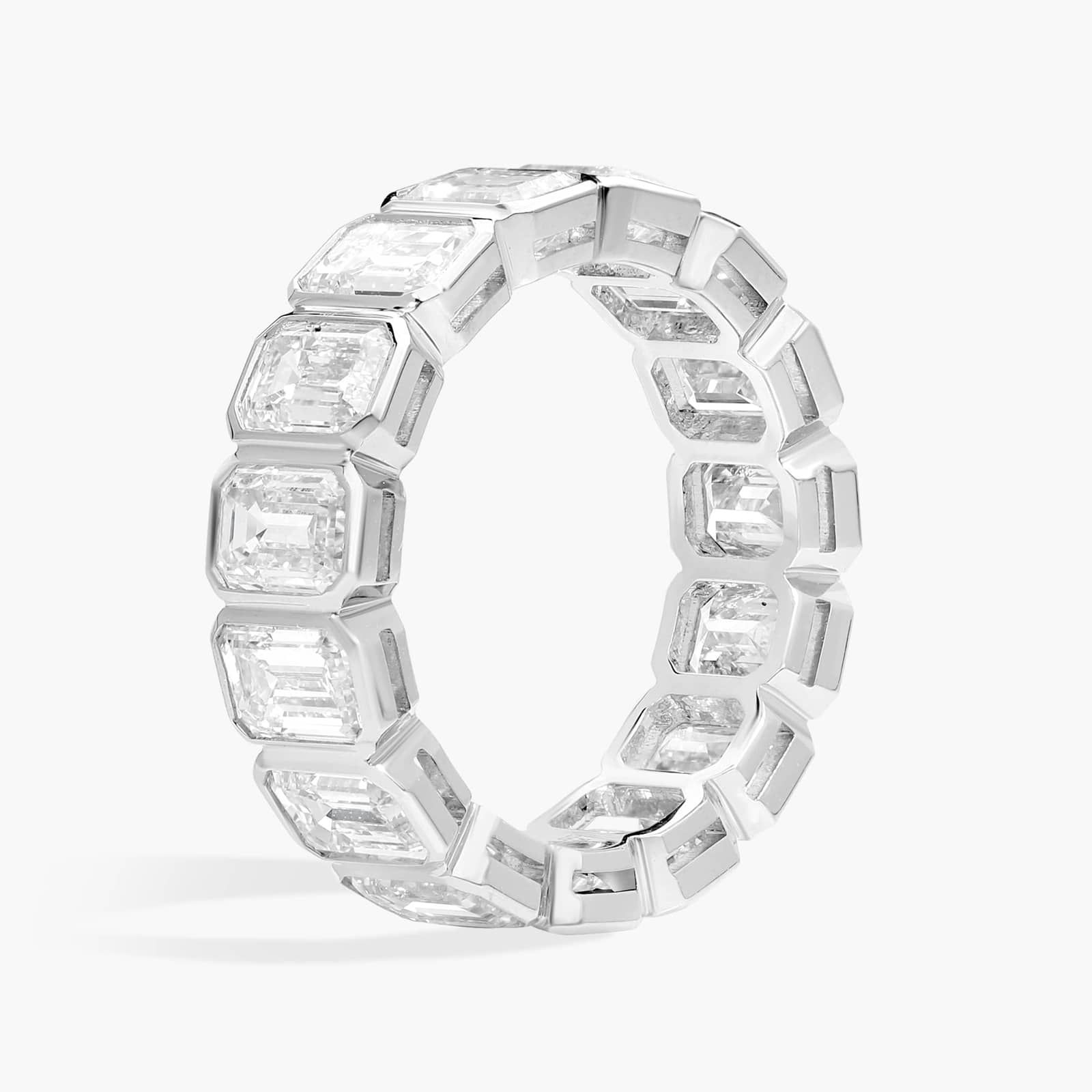 Bezel Eternity Ring With 6 CTW Emerald Cut Diamonds in Platinum (5.8mm)