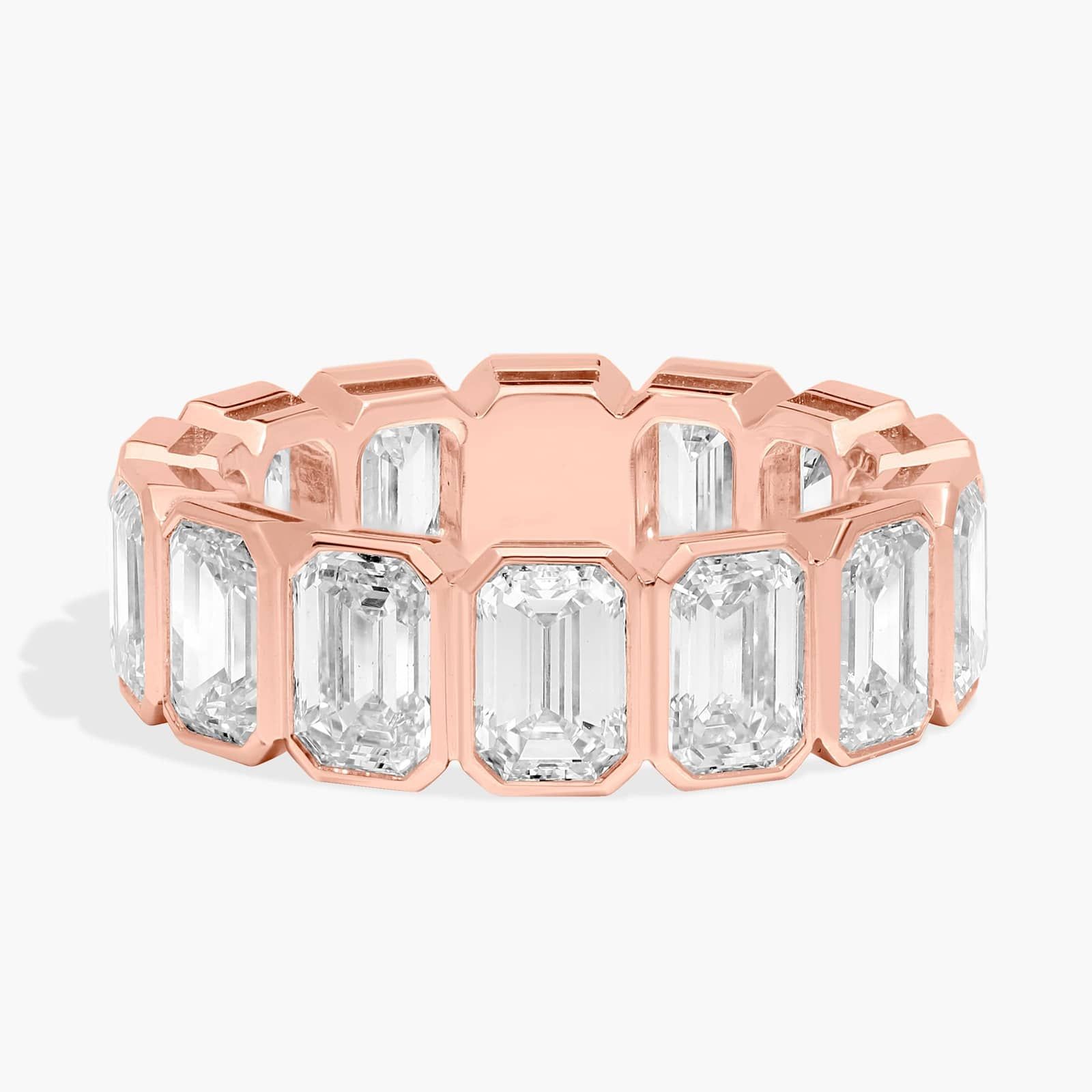 Bezel Eternity Ring With 7 CTW Emerald Cut Diamonds in 14K Rose Gold (6.3mm)