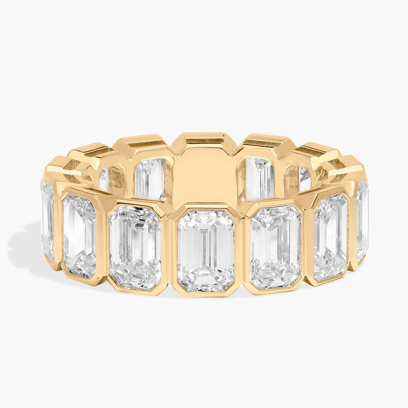 Bezel Eternity Ring With 7 CTW Emerald Cut Diamonds in 14K Yellow Gold (6.3mm)