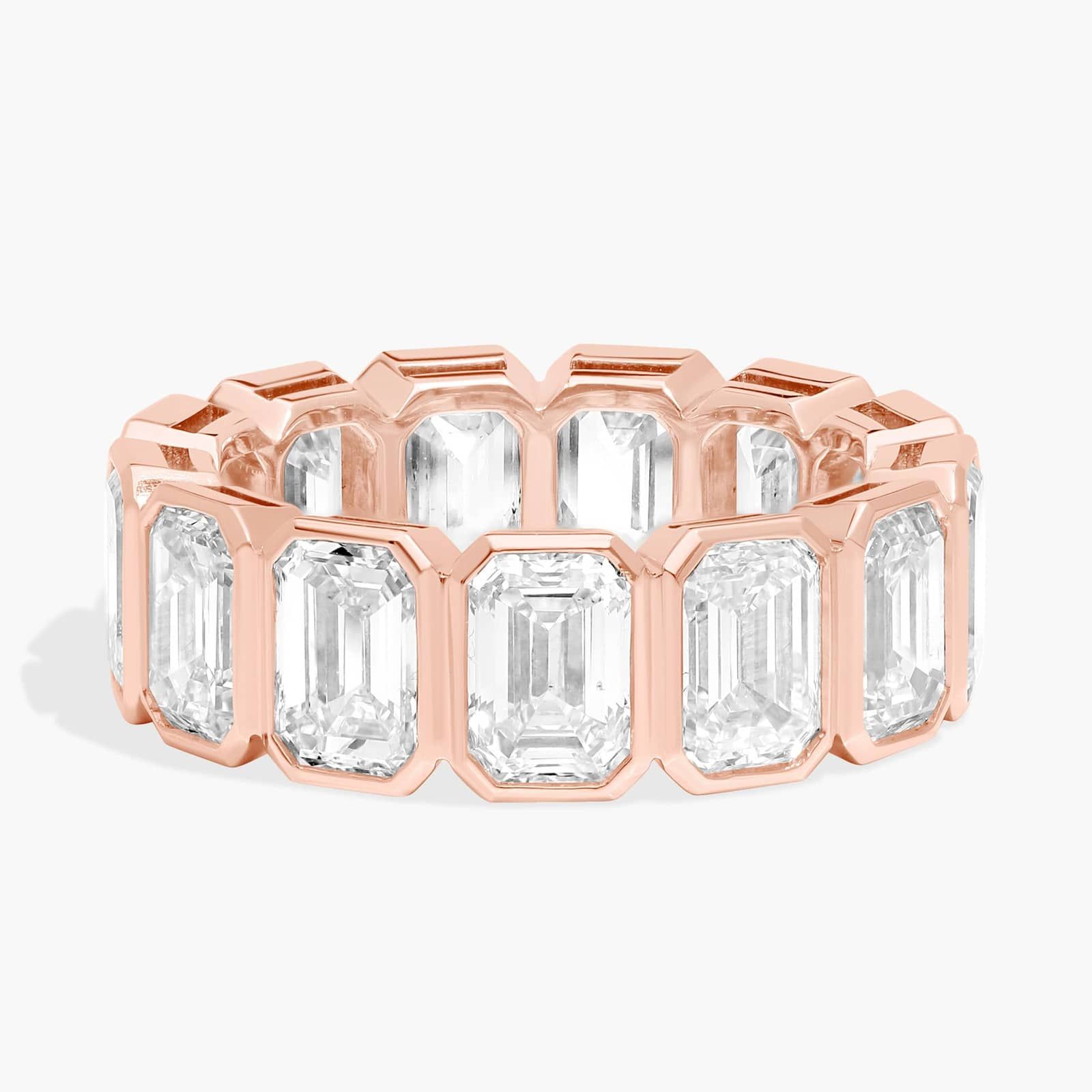 Bezel Eternity Ring With 8 CTW Emerald Cut Diamonds in 14K Rose Gold (6.65mm)