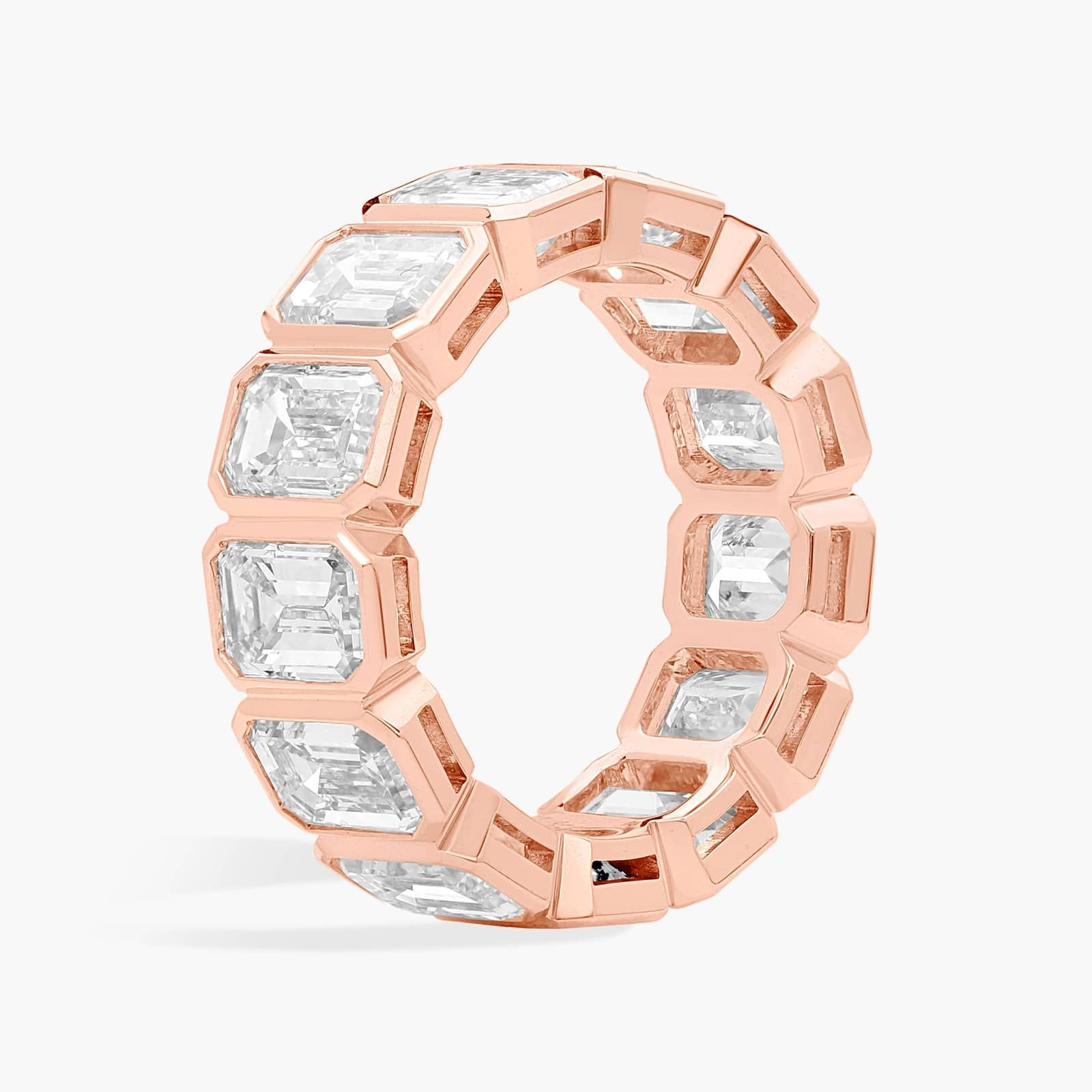 Bezel Eternity Ring With 8 CTW Emerald Cut Diamonds in 14K Rose Gold (6.65mm)