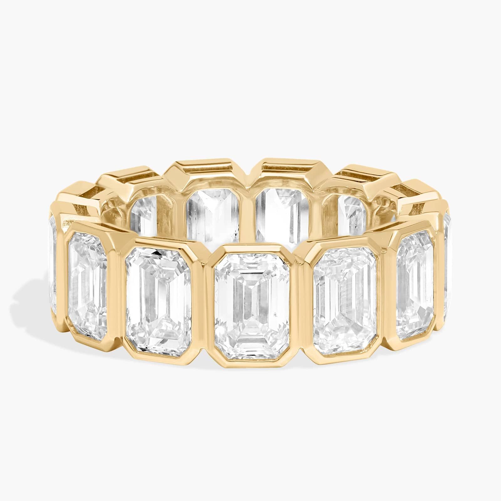 Bezel Eternity Ring With 8 CTW Emerald Cut Diamonds in 14K Yellow Gold (6.65mm)