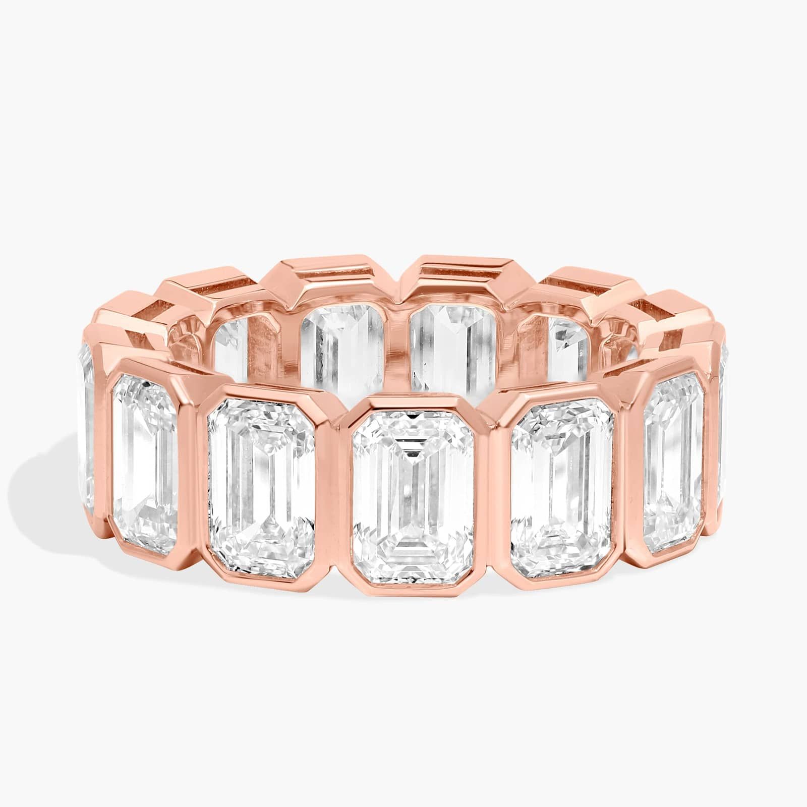Bezel Eternity Ring With 9.5 CTW Emerald Cut Diamonds in 14K Rose Gold (6.9mm)