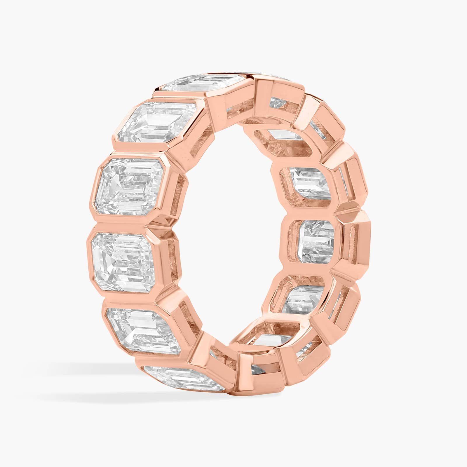 Bezel Eternity Ring With 9.5 CTW Emerald Cut Diamonds in 14K Rose Gold (6.9mm)