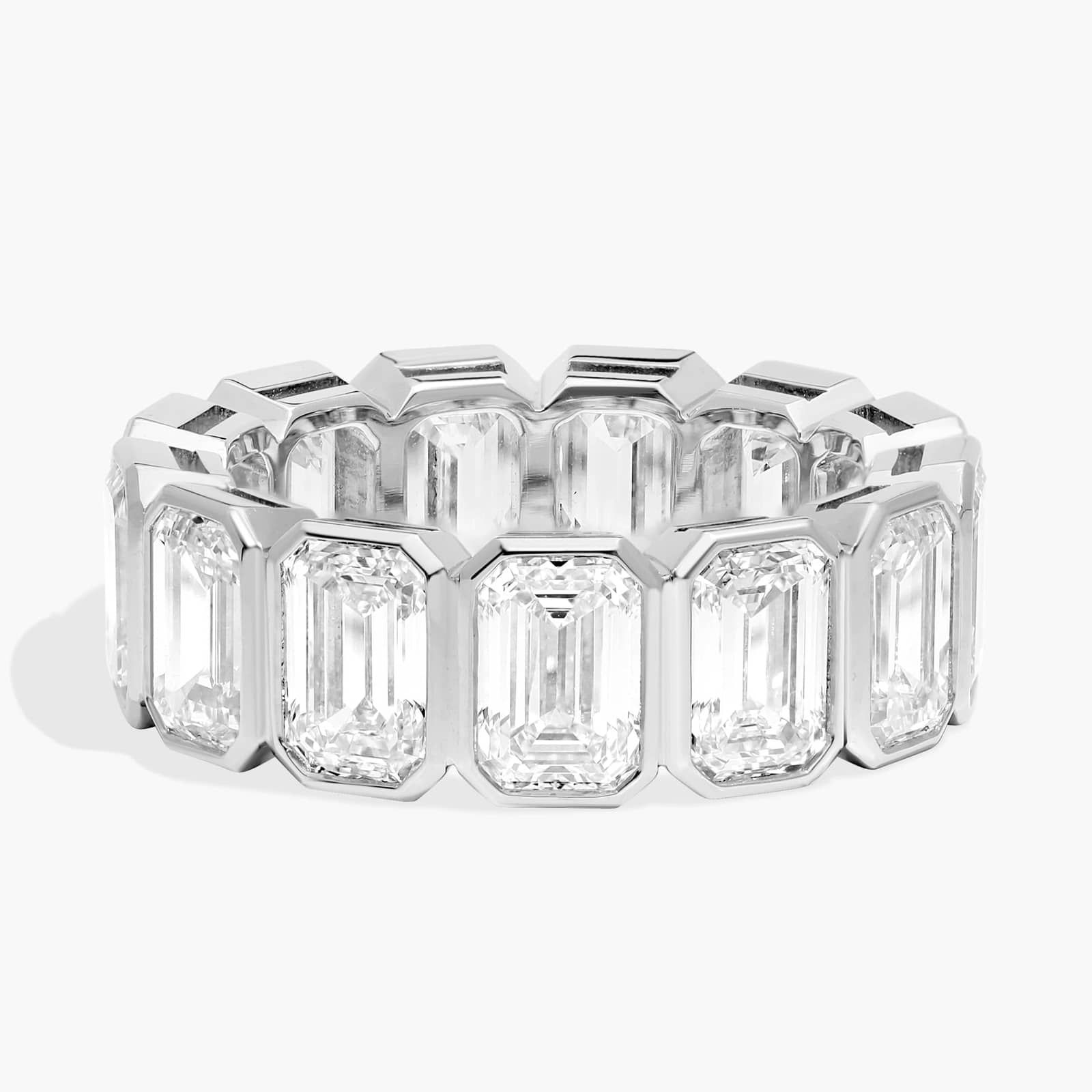 Bezel Eternity Ring With 9.5 CTW Emerald Cut Diamonds in Platinum (6.9mm)