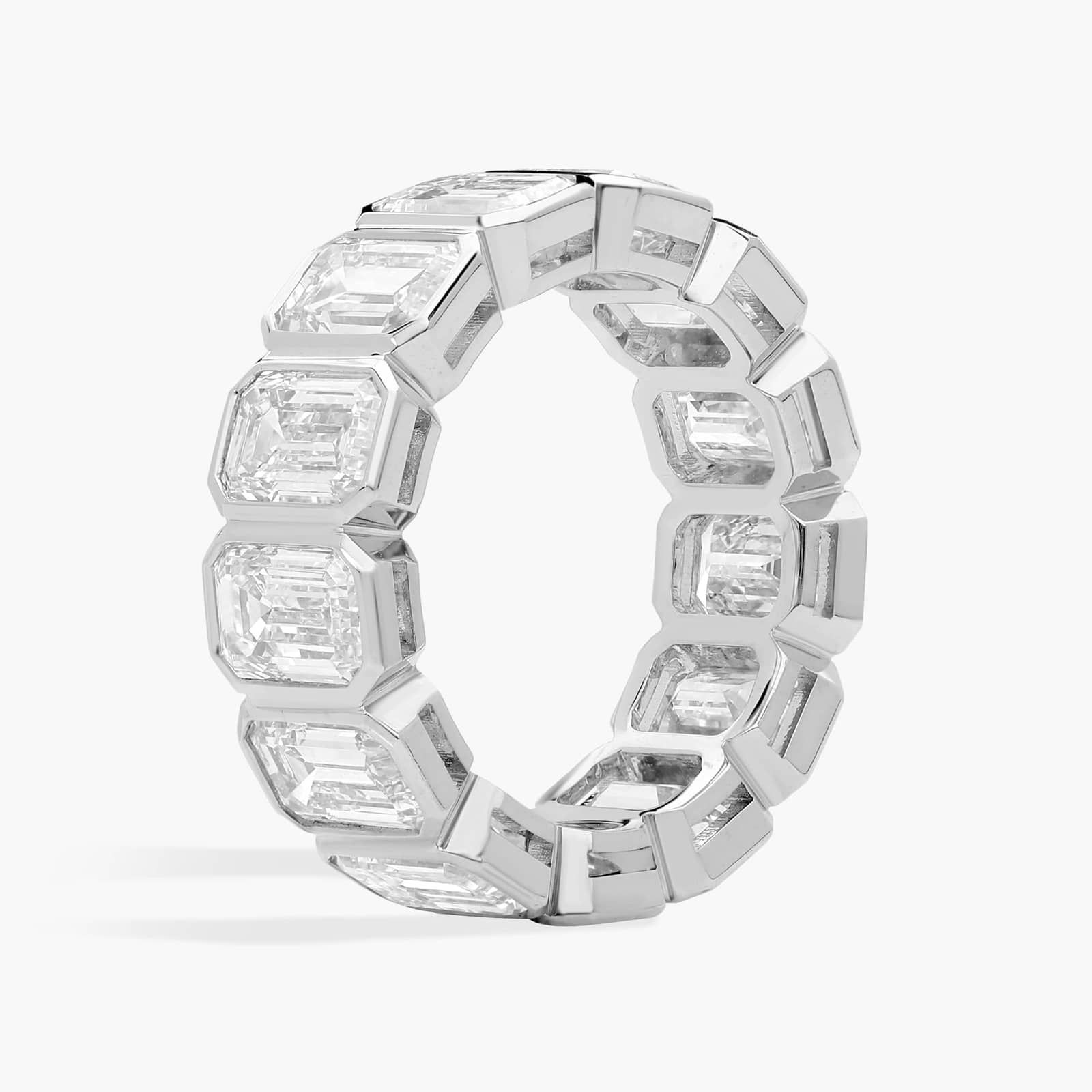 Bezel Eternity Ring With 9.5 CTW Emerald Cut Diamonds in Platinum (6.9mm)